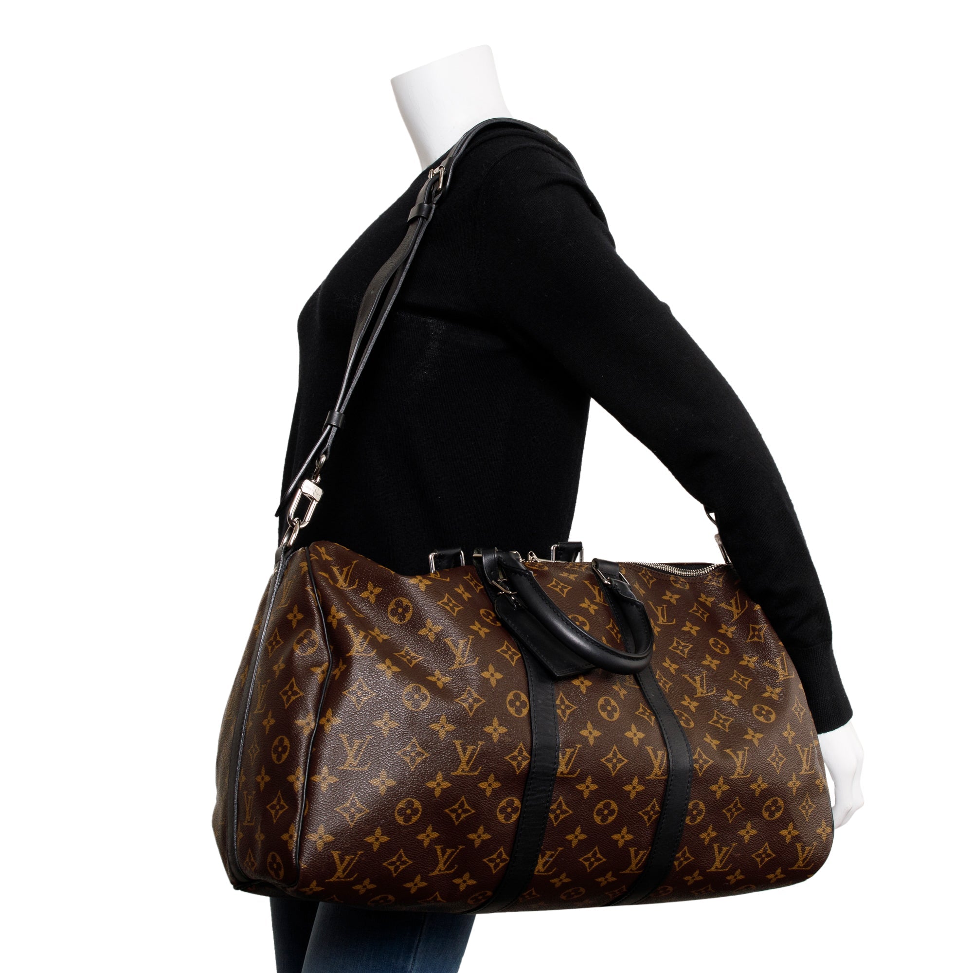 Louis Vuitton Monogram Macassar Keepall Bandouliere 45 w/ Box