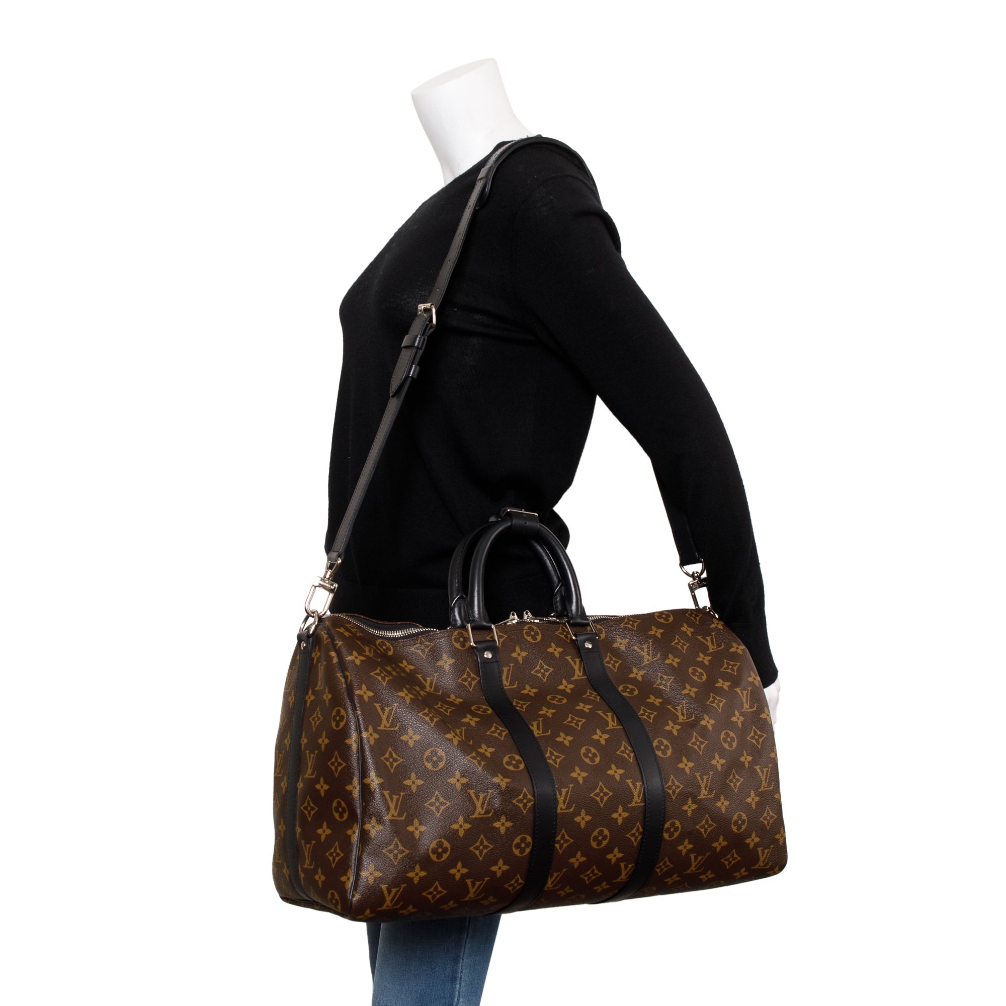 Louis Vuitton Monogram Macassar Keepall Bandouliere 45 w/ Box