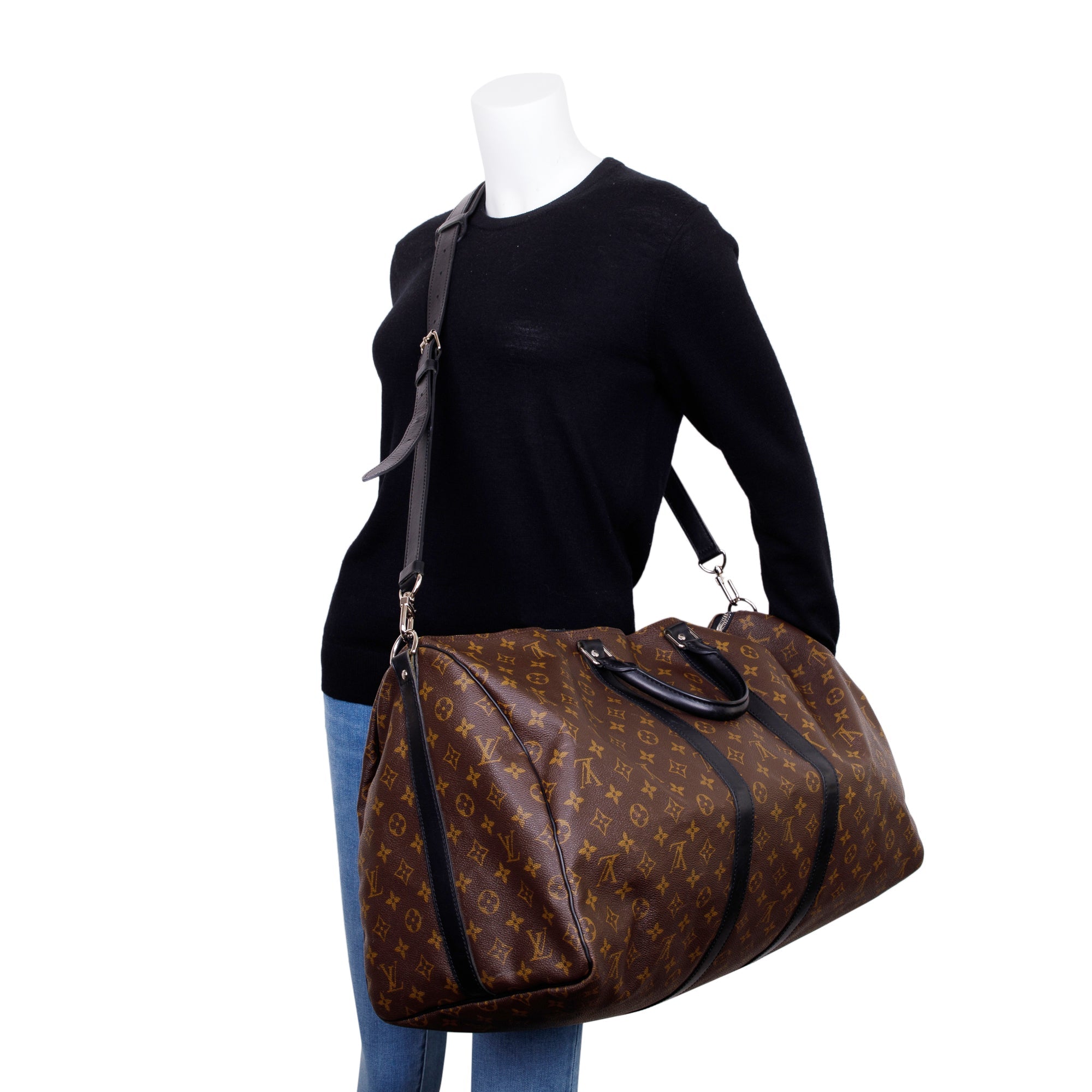 Louis Vuitton Monogram Macassar Keepall Bandouliere 55 w/ Strap