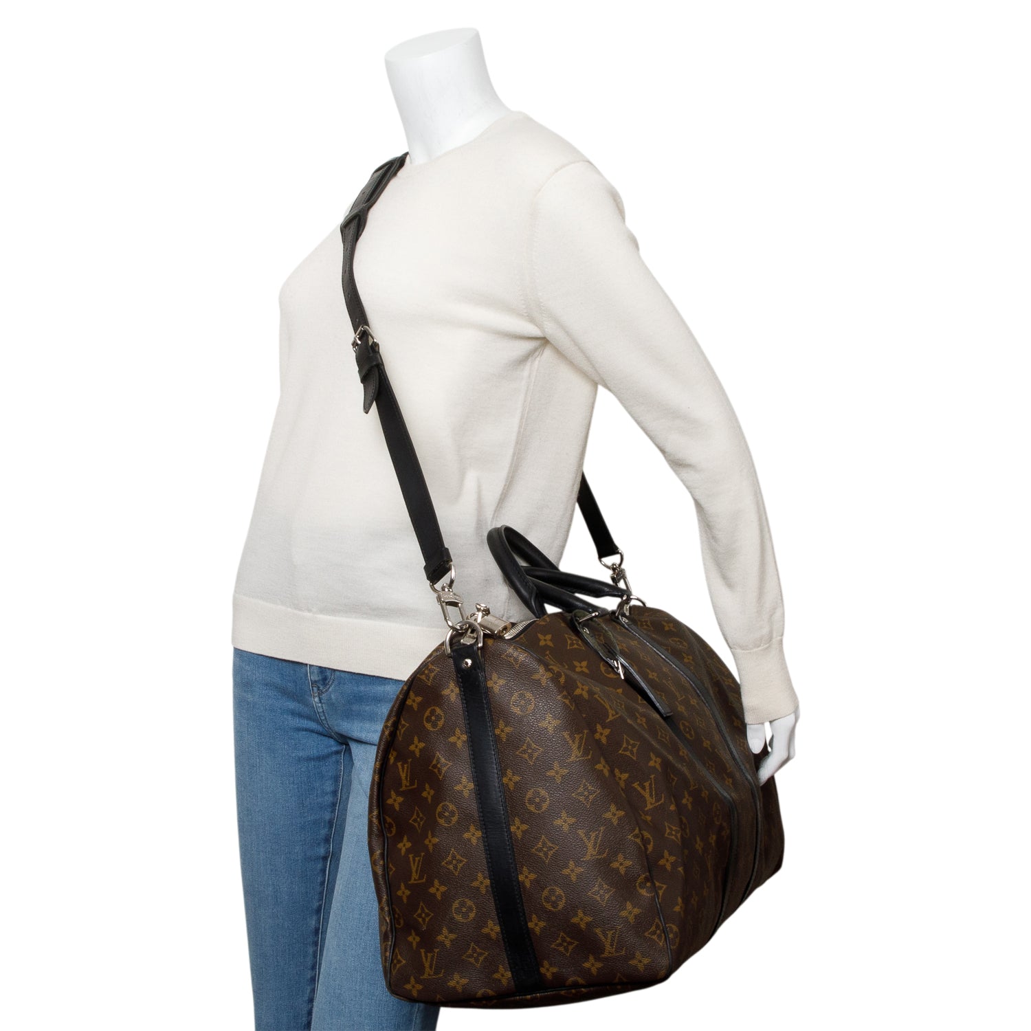 Louis Vuitton Monogram Macassar Keepall Bandouliere 55 w/ Strap