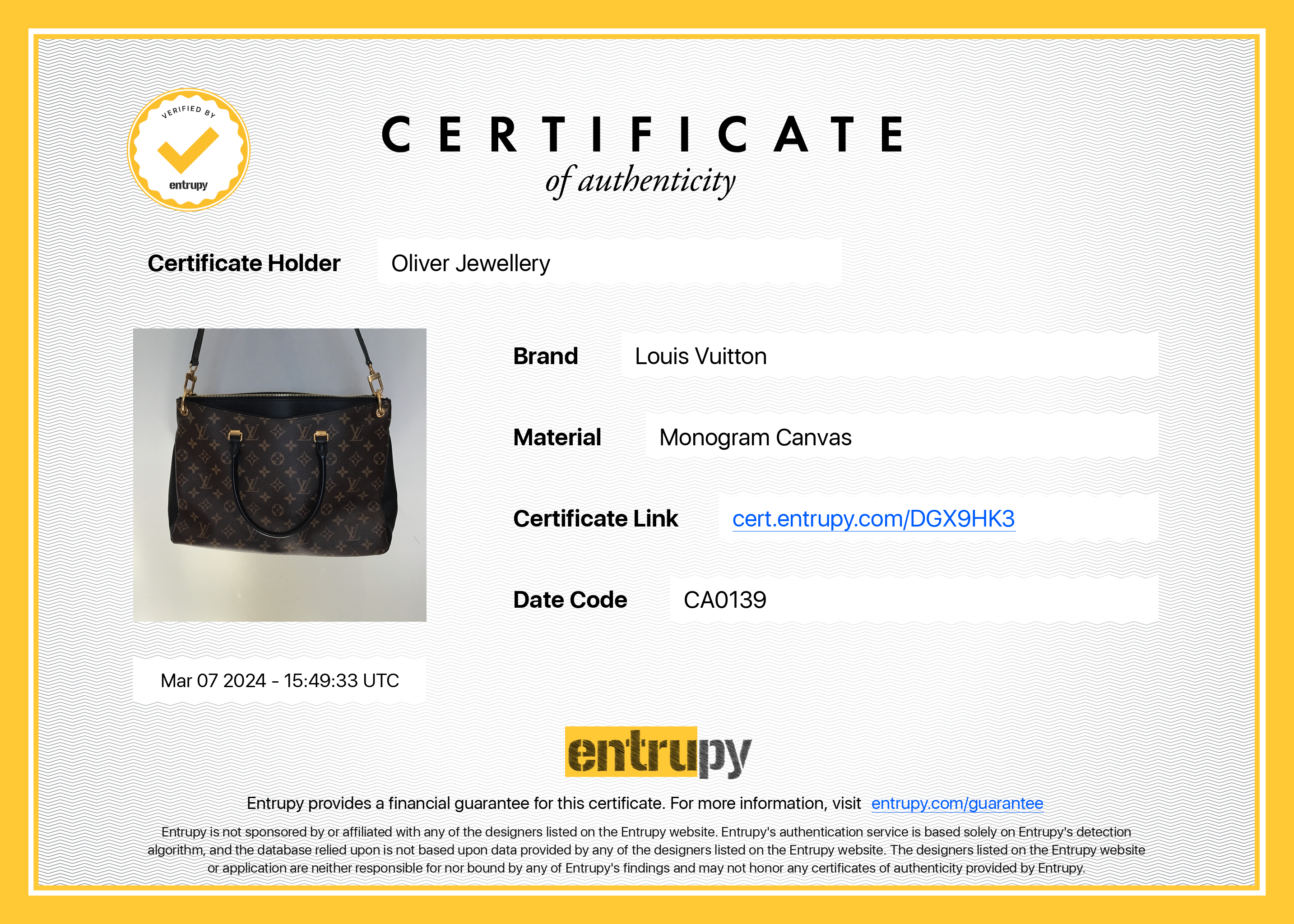 Louis Vuitton Monogram Pallas Tote w/ Strap