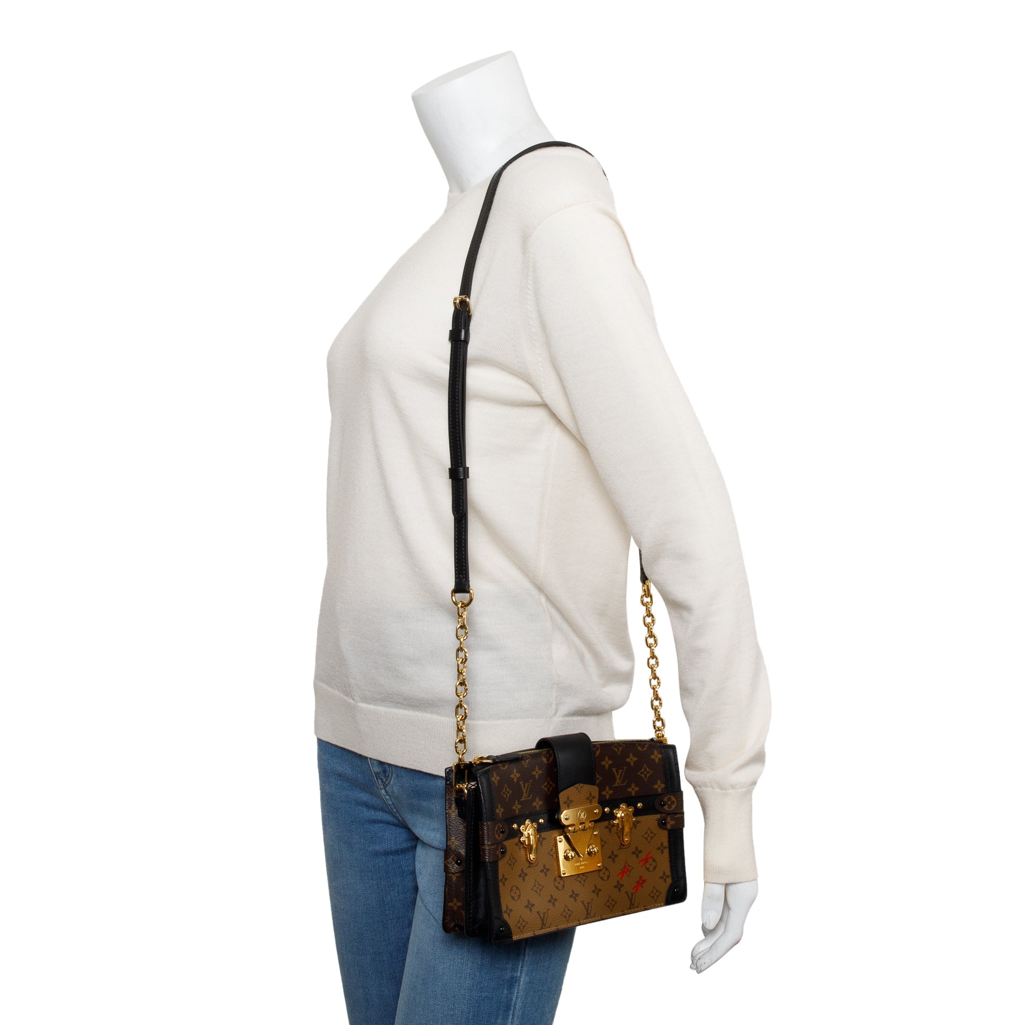 Louis Vuitton Monogram Reverse Pochette Trunk Clutch w/ Strap