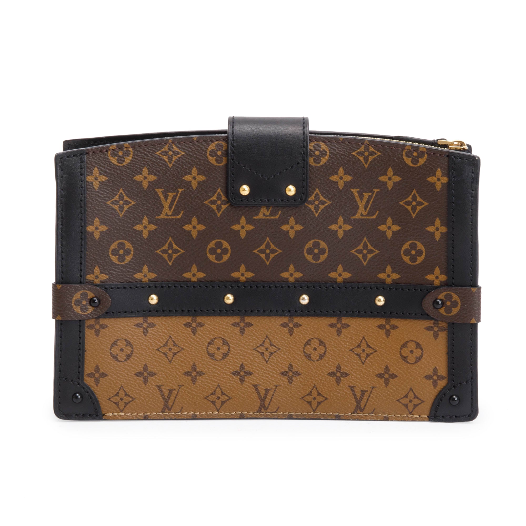 Louis Vuitton Monogram Reverse Pochette Trunk Clutch w/ Strap