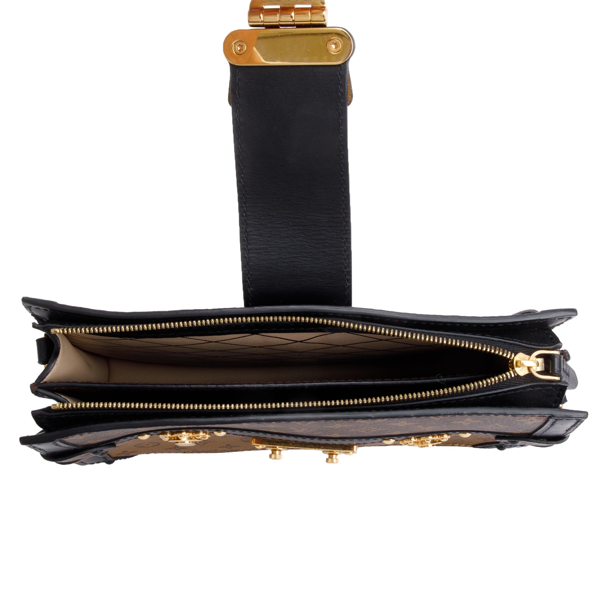 Louis Vuitton Monogram Reverse Pochette Trunk Clutch w/ Strap
