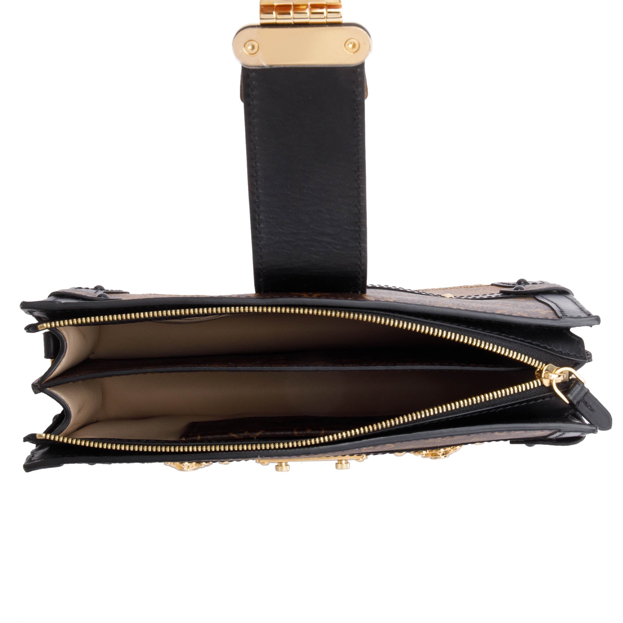 Louis Vuitton Monogram Reverse Pochette Trunk Clutch w/ Strap