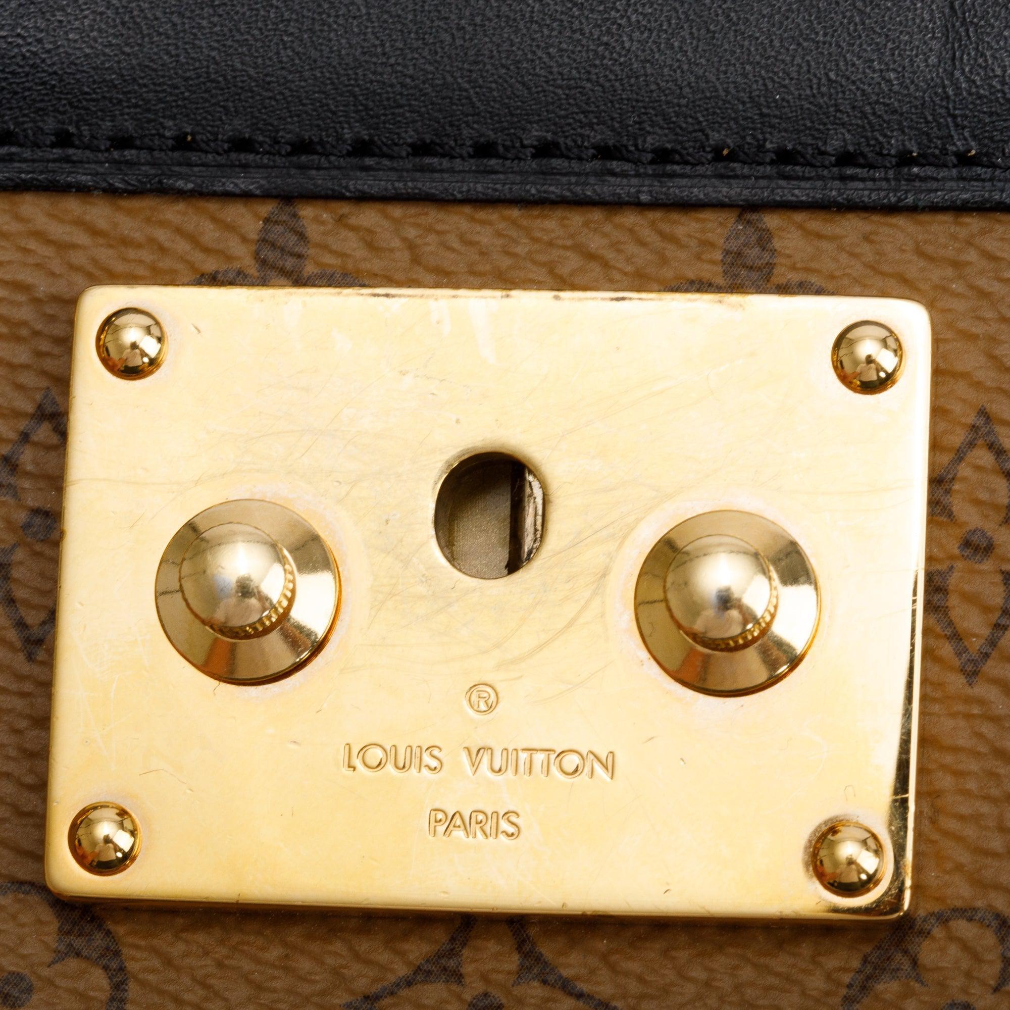 Louis Vuitton Monogram Reverse Pochette Trunk Clutch w/ Strap