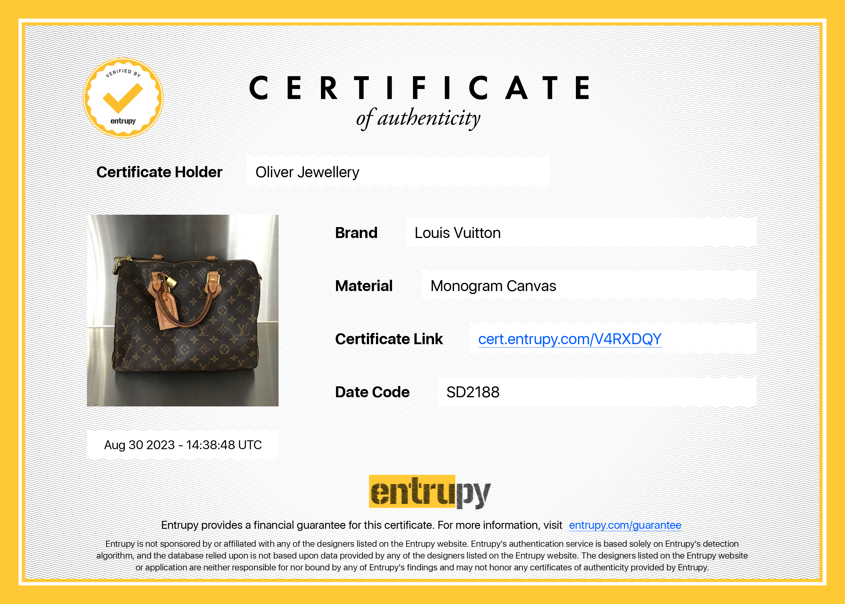 Louis Vuitton Monogram Speedy Bandouliere 30 W/O Strap