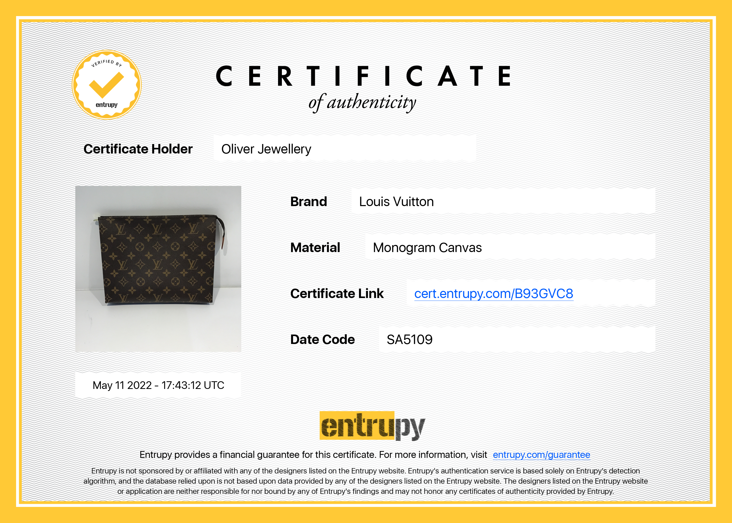 Louis Vuitton Monogram Toiletry Pouch 26