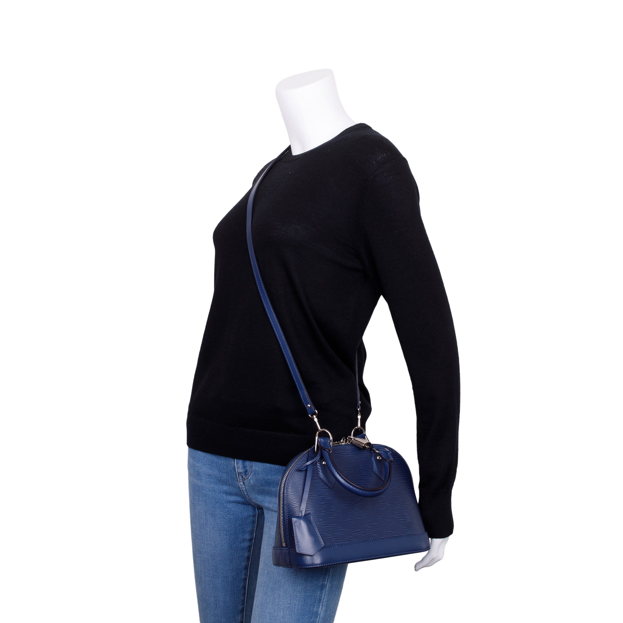 Louis Vuitton Navy Epi Leather Alma BB w/ Strap