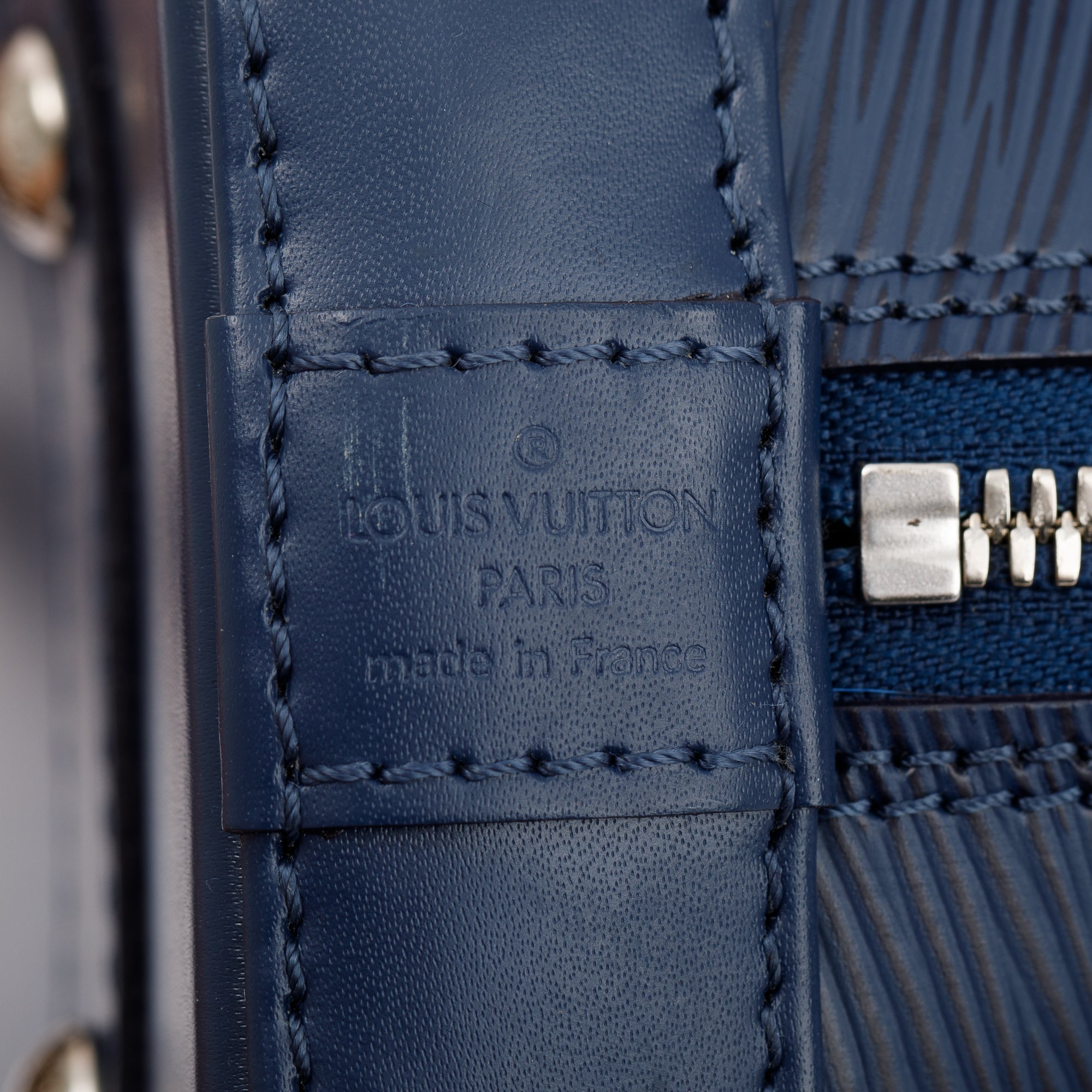 Louis Vuitton Navy Epi Leather Alma BB w/ Strap