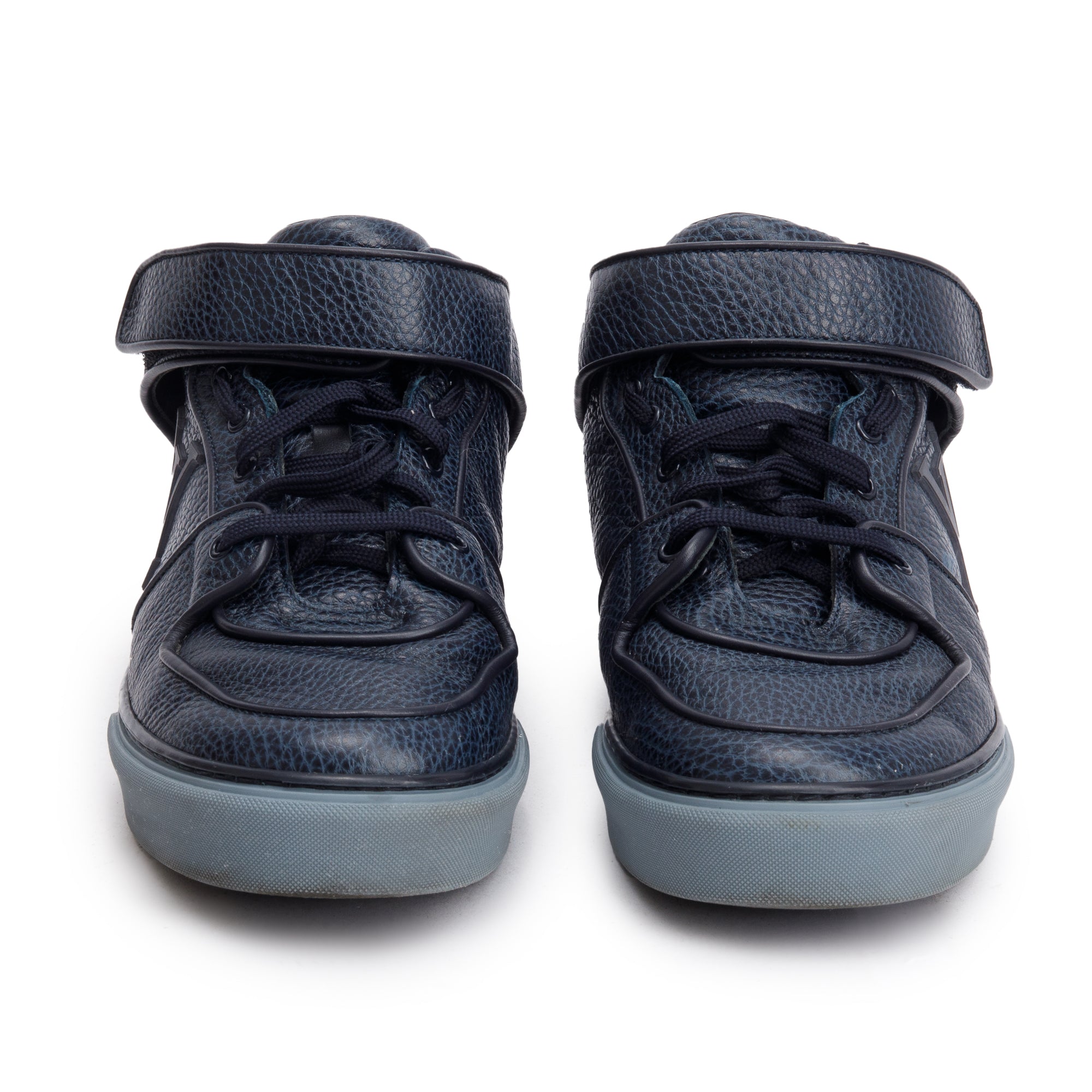 Louis Vuitton Navy Leather Acapulco Mid-Top Sneakers, Size 8.5 w/ Box