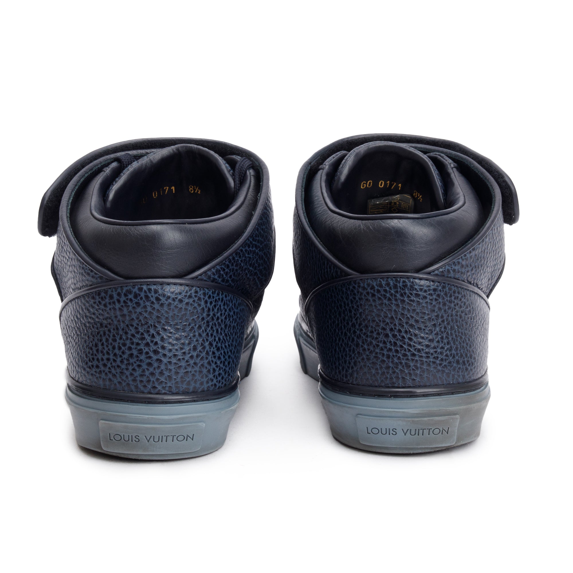 Louis Vuitton Navy Leather Acapulco Mid-Top Sneakers, Size 8.5 w/ Box