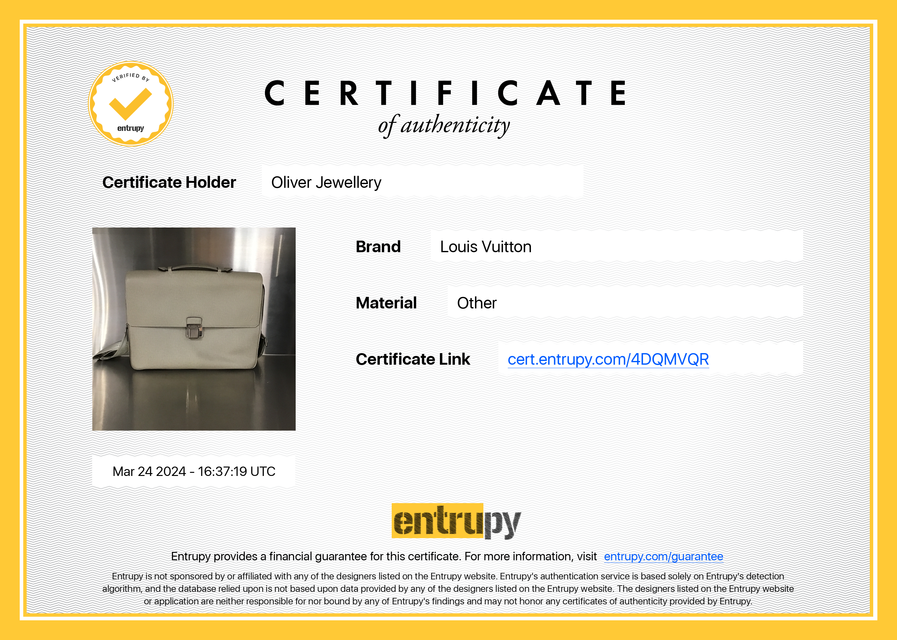 Louis Vuitton Neutral Taiga Leather Vassili PM Briefcase Bag w/ Strap, Box & Receipt