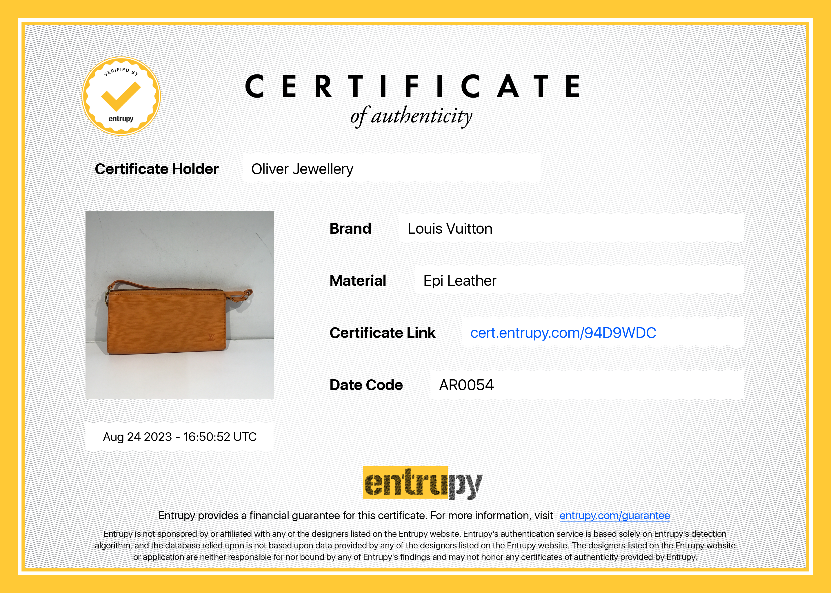 Louis Vuitton Orange Epi Leather Pochette Accessoires 24