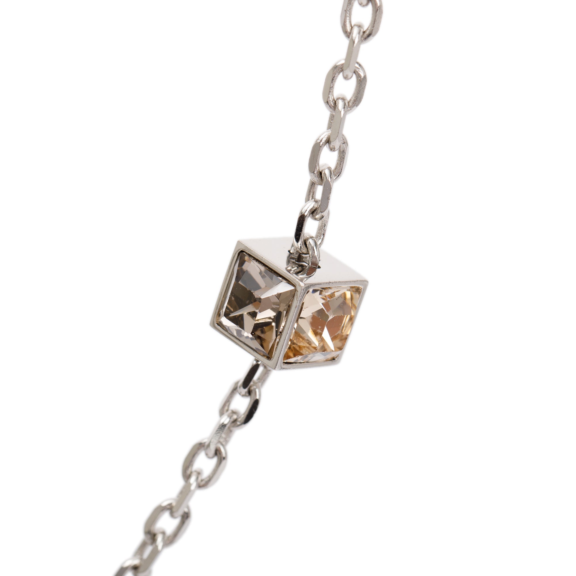 Louis Vuitton Palladium Plated Crystal Gamble Long Necklace w/ Box