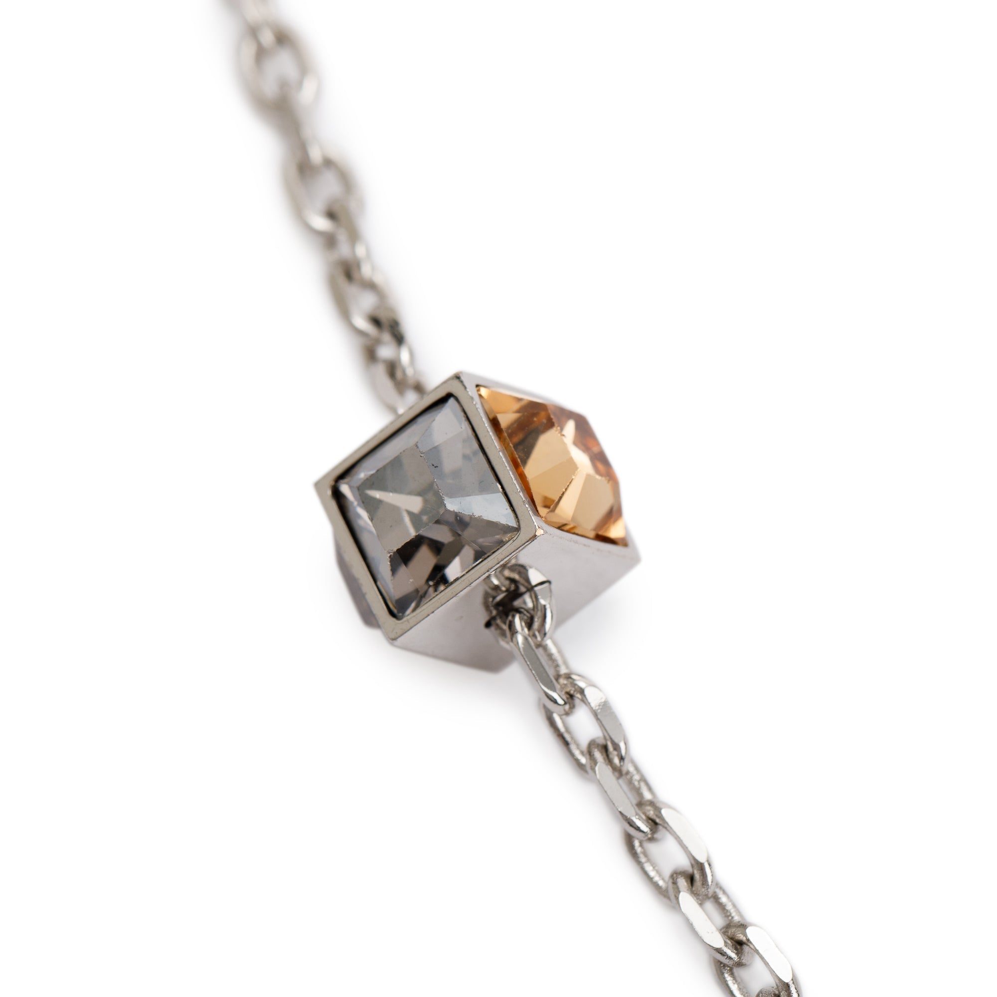 Louis Vuitton Palladium Plated Crystal Gamble Long Necklace w/ Box