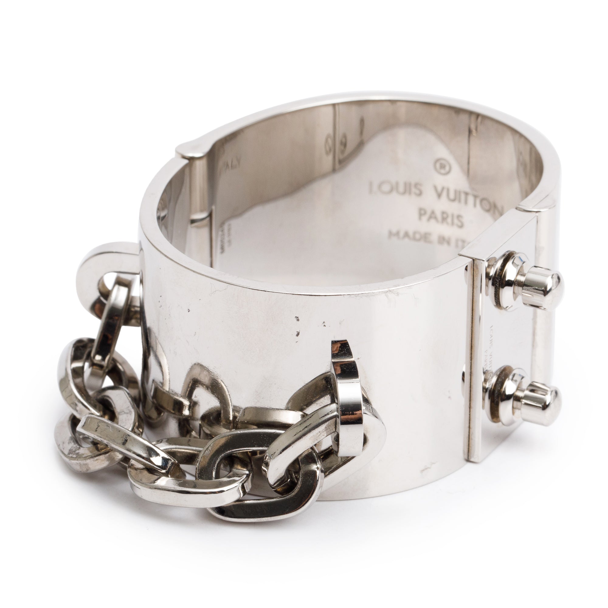 Louis Vuitton Palladium Plated Lock Me Manchette Bracelet