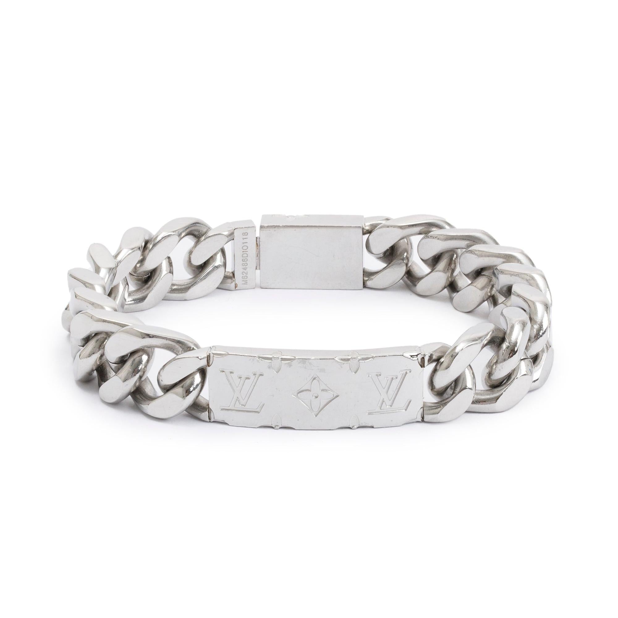 Louis Vuitton Palladium Plated Metal Monogram Chain Bracelet