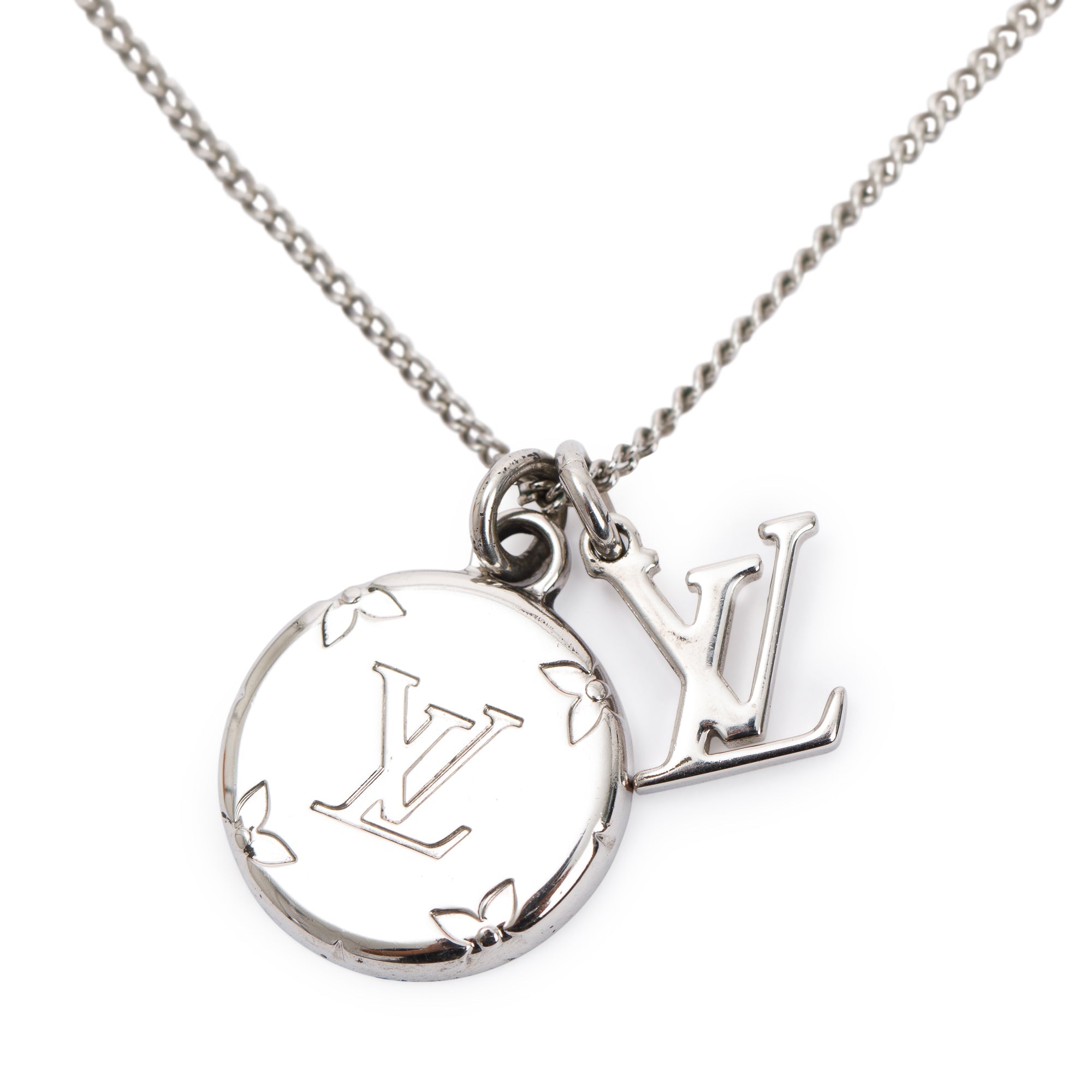 Louis Vuitton Palladium-Plated Monogram Charms Pendant Necklace