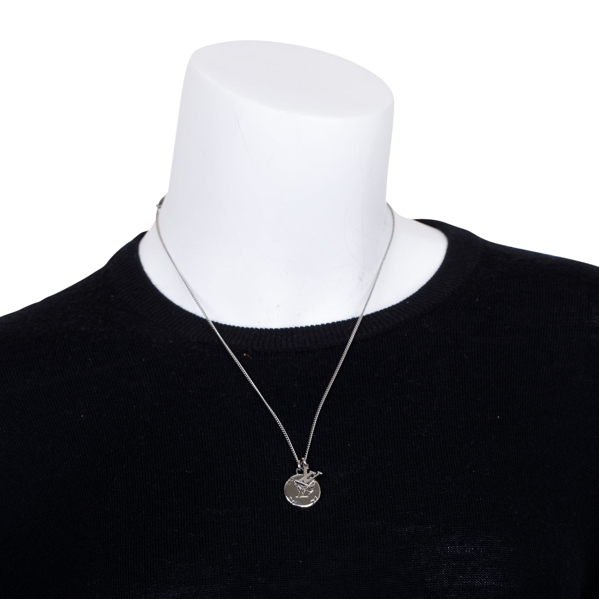 Louis Vuitton Palladium-Plated Monogram Charms Pendant Necklace