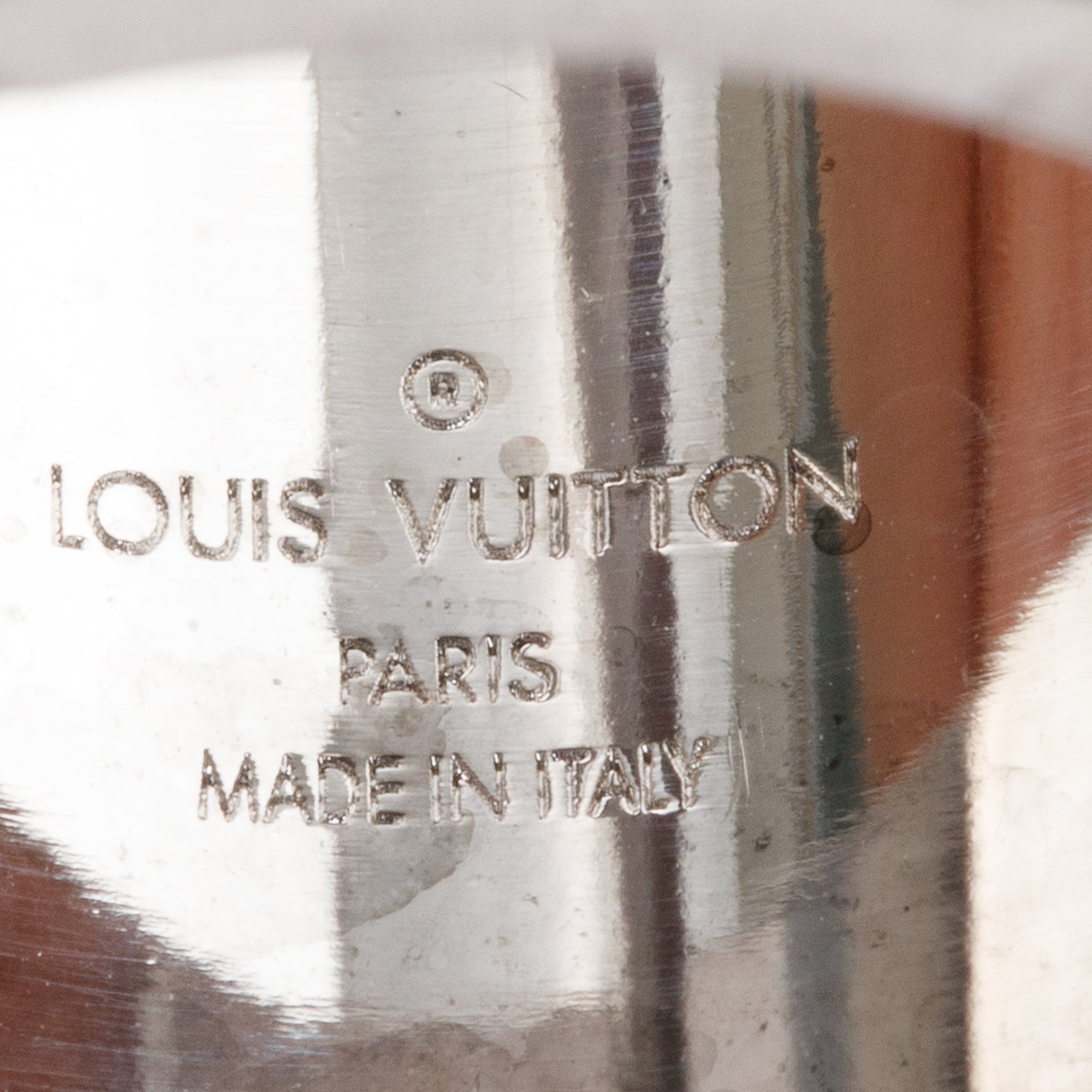 Louis Vuitton Palladium Plated Monogram Signet Ring, Size M 9