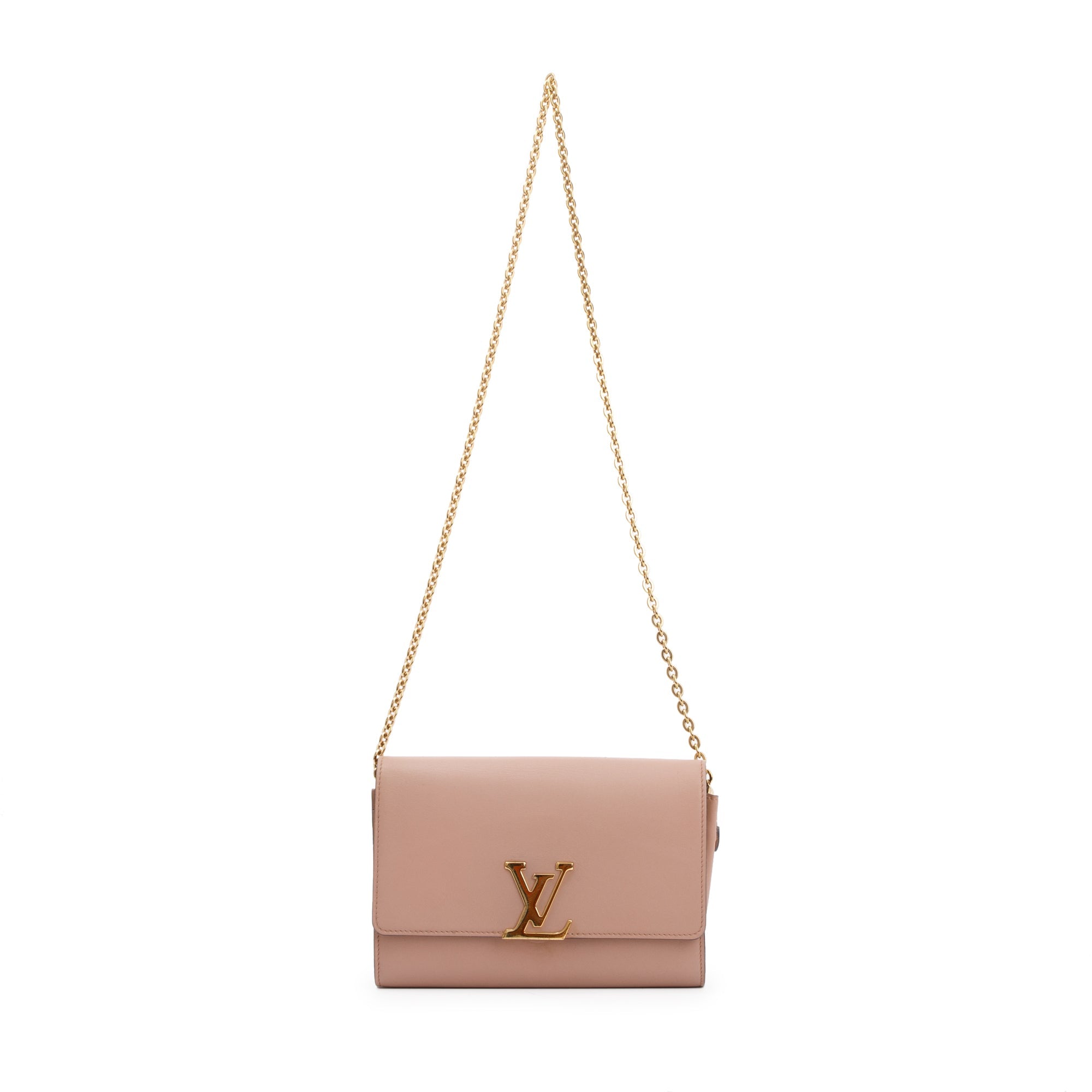 Louis Vuitton Pink Calfskin Louise Chain Clutch GM w/ Box