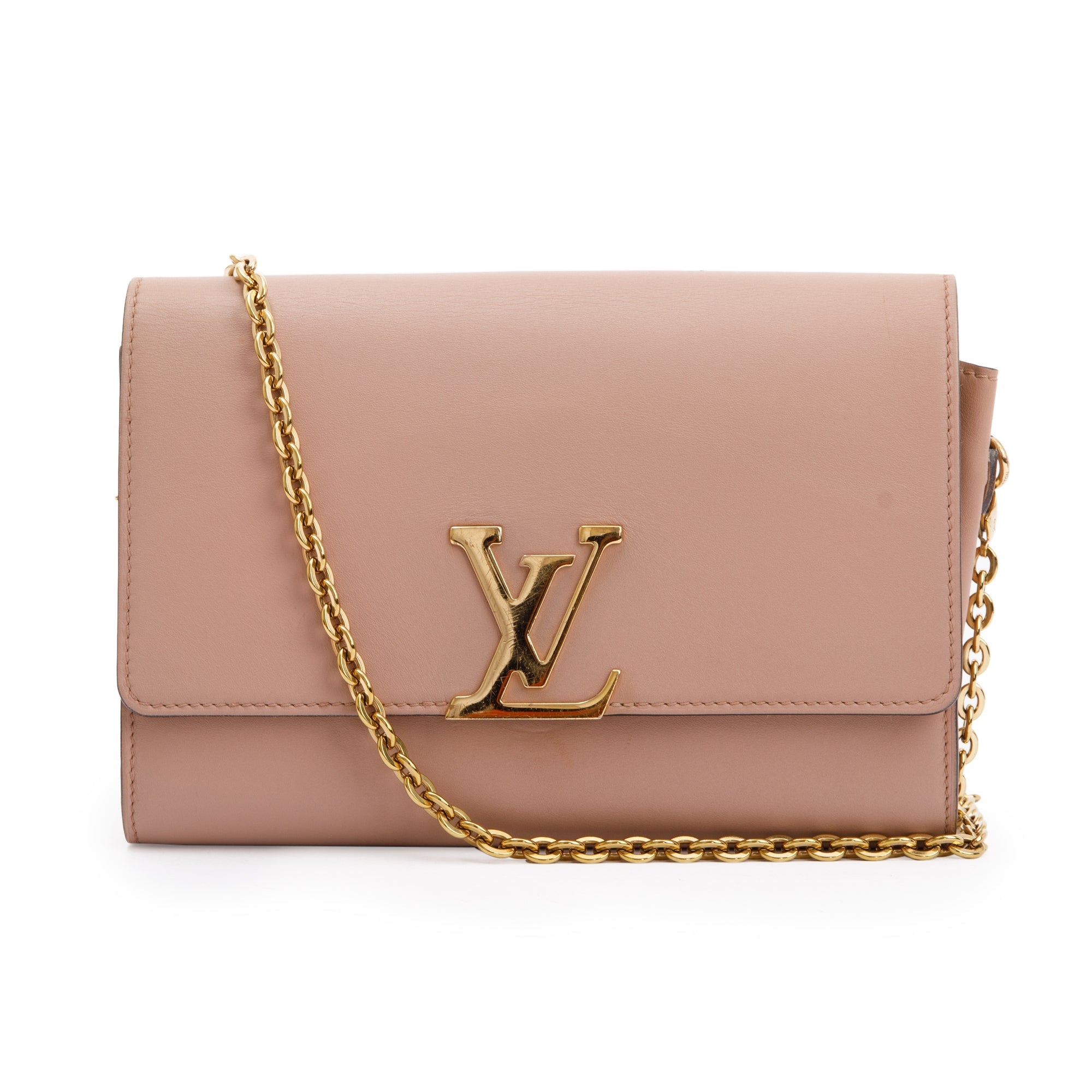 Louis Vuitton Pink Calfskin Louise Chain Clutch GM w/ Box