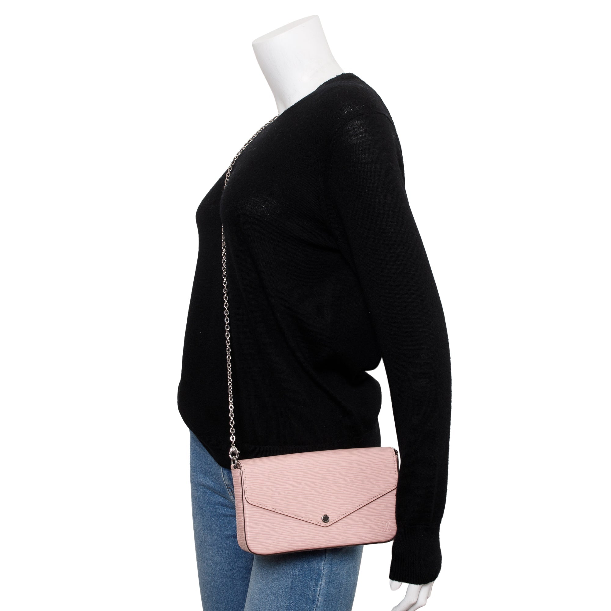 Louis Vuitton Pink Epi Leather Felicie Pochette Bag w/ Box & Inserts