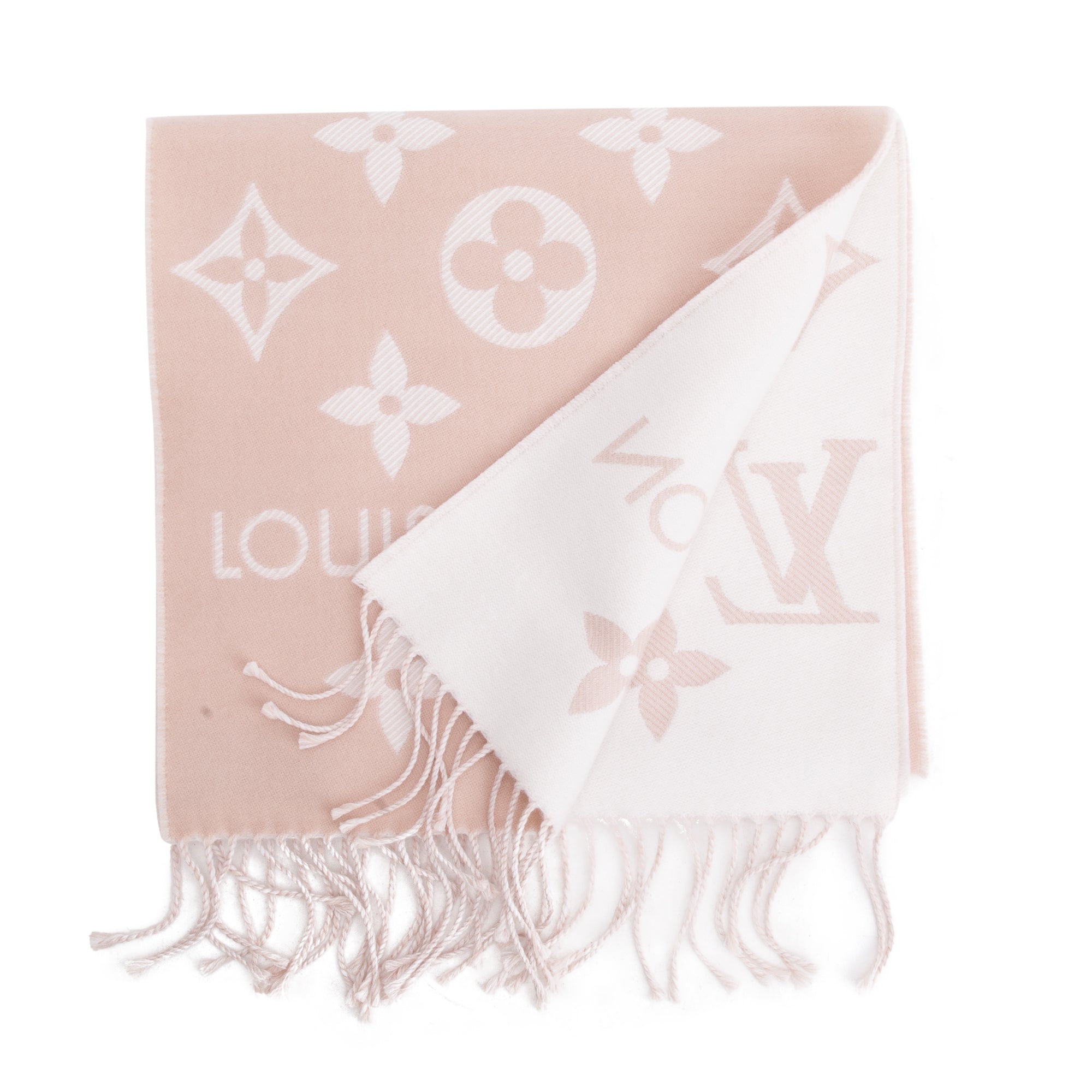 Louis Vuitton Pink LV Essential Monogram Wool Shine Scarf w/ Box