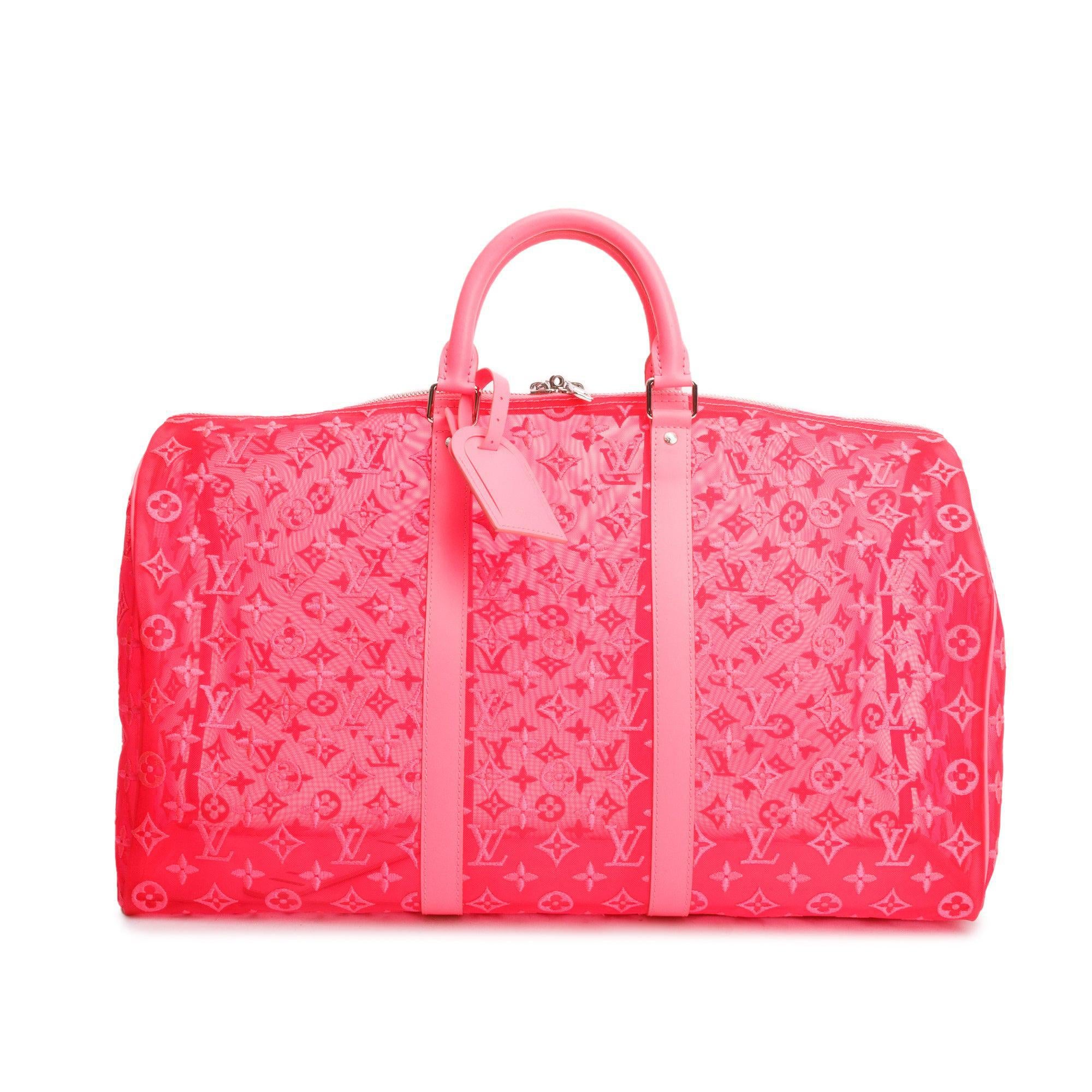 Louis Vuitton Pink Monogram See Through Mesh Keepall Bandouliere 50