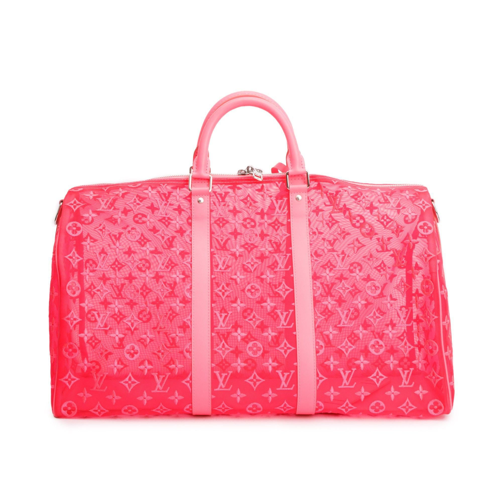 Louis Vuitton Pink Monogram See Through Mesh Keepall Bandouliere 50