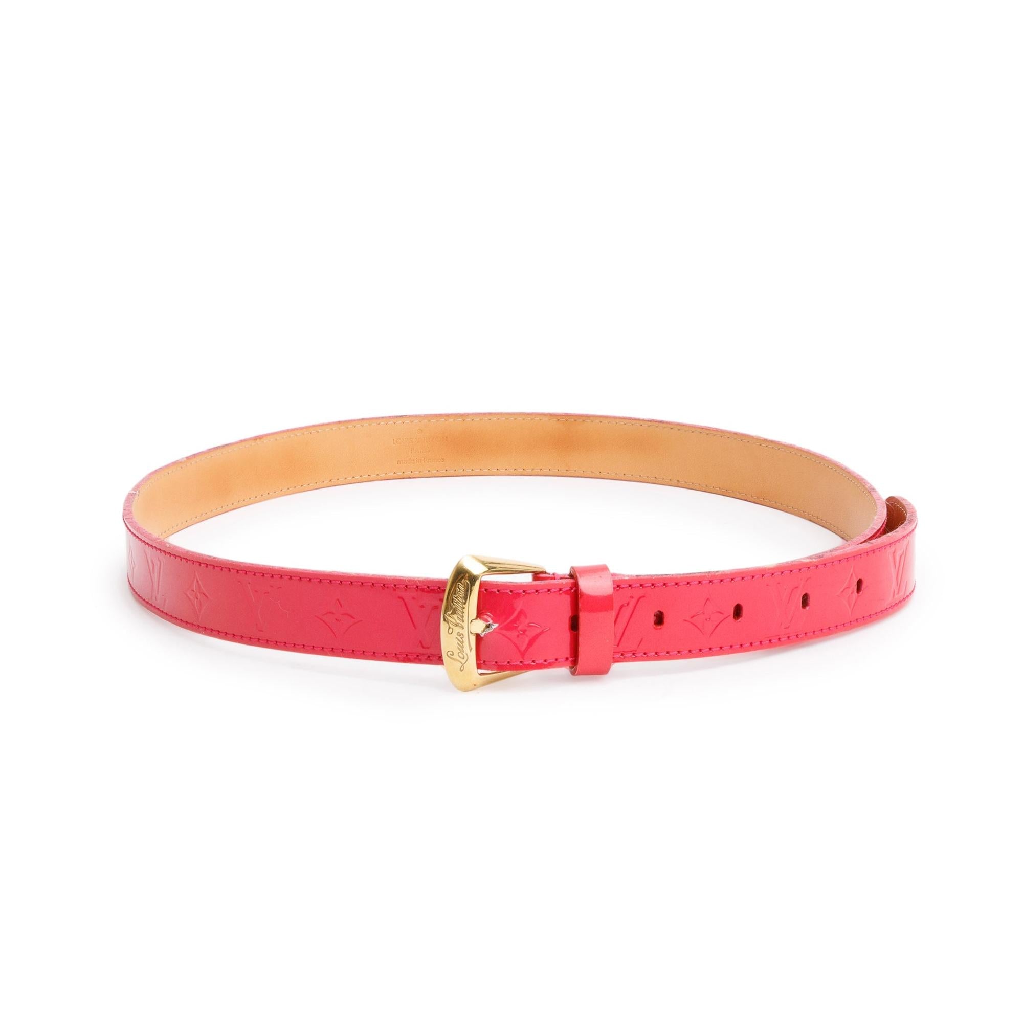 Louis Vuitton Pink Monogram Vernis Leather Ceinture 25MM Belt 90 36