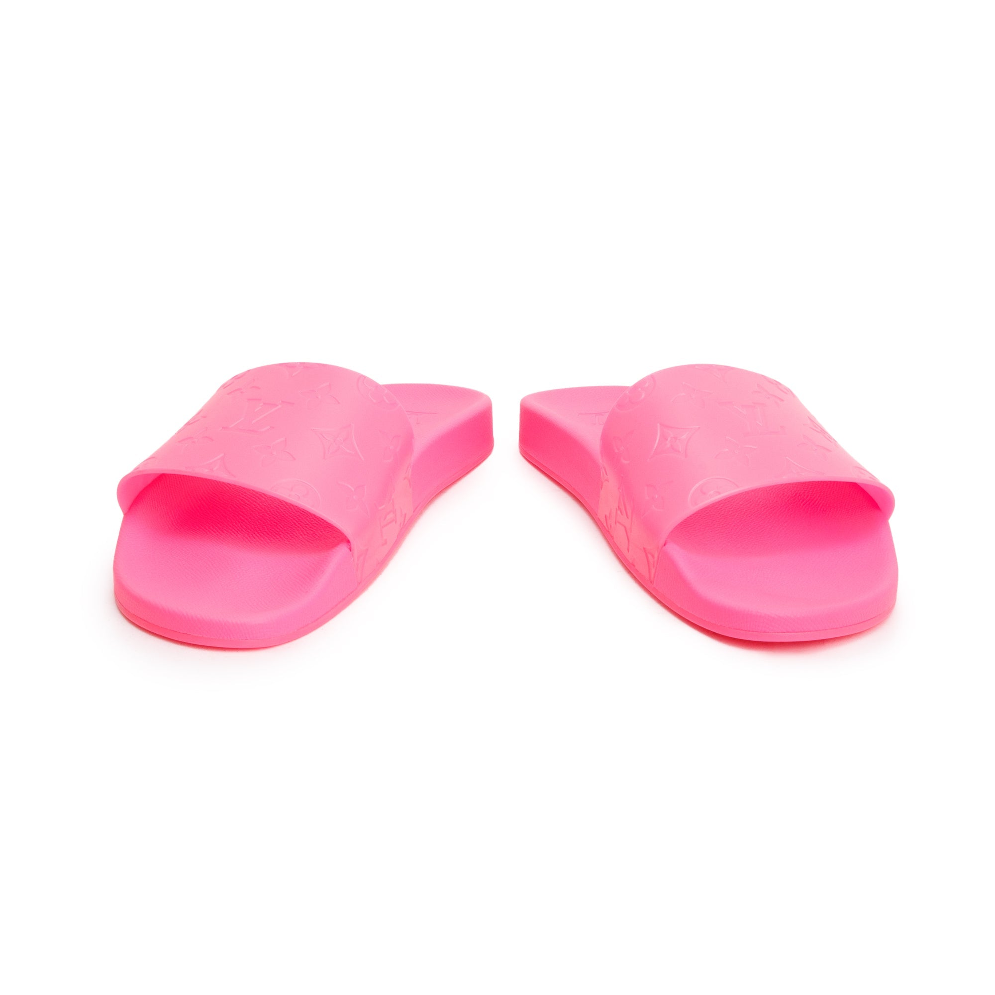 Louis Vuitton Pink Rubber Embossed Monogram Waterfront Mule Slides, Size 12