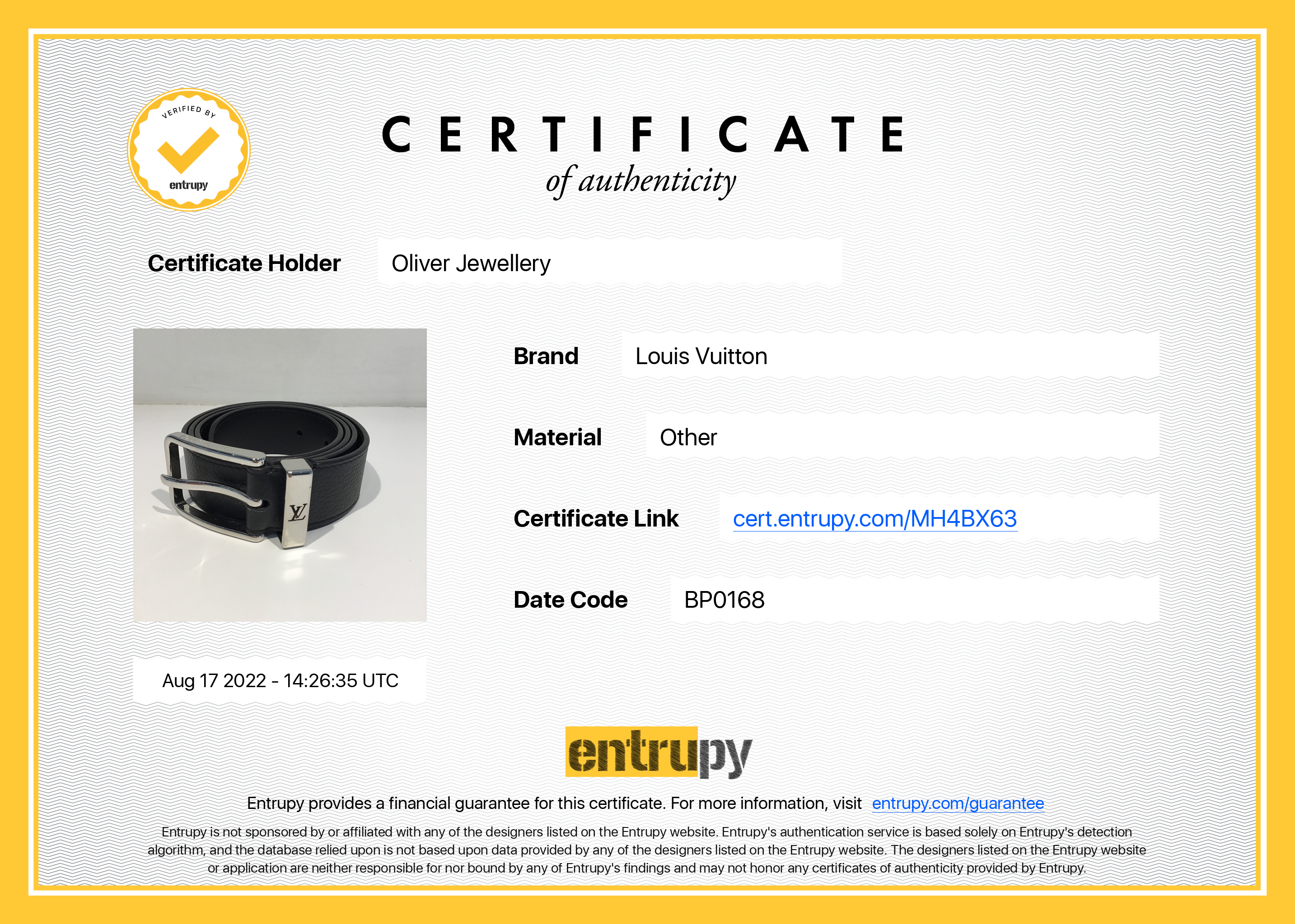 Louis Vuitton Pont Neuf 35mm Leather Belt