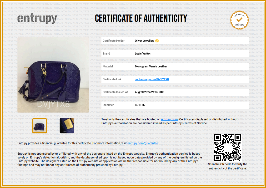 Louis Vuitton Purple Monogram Vernis Alma PM