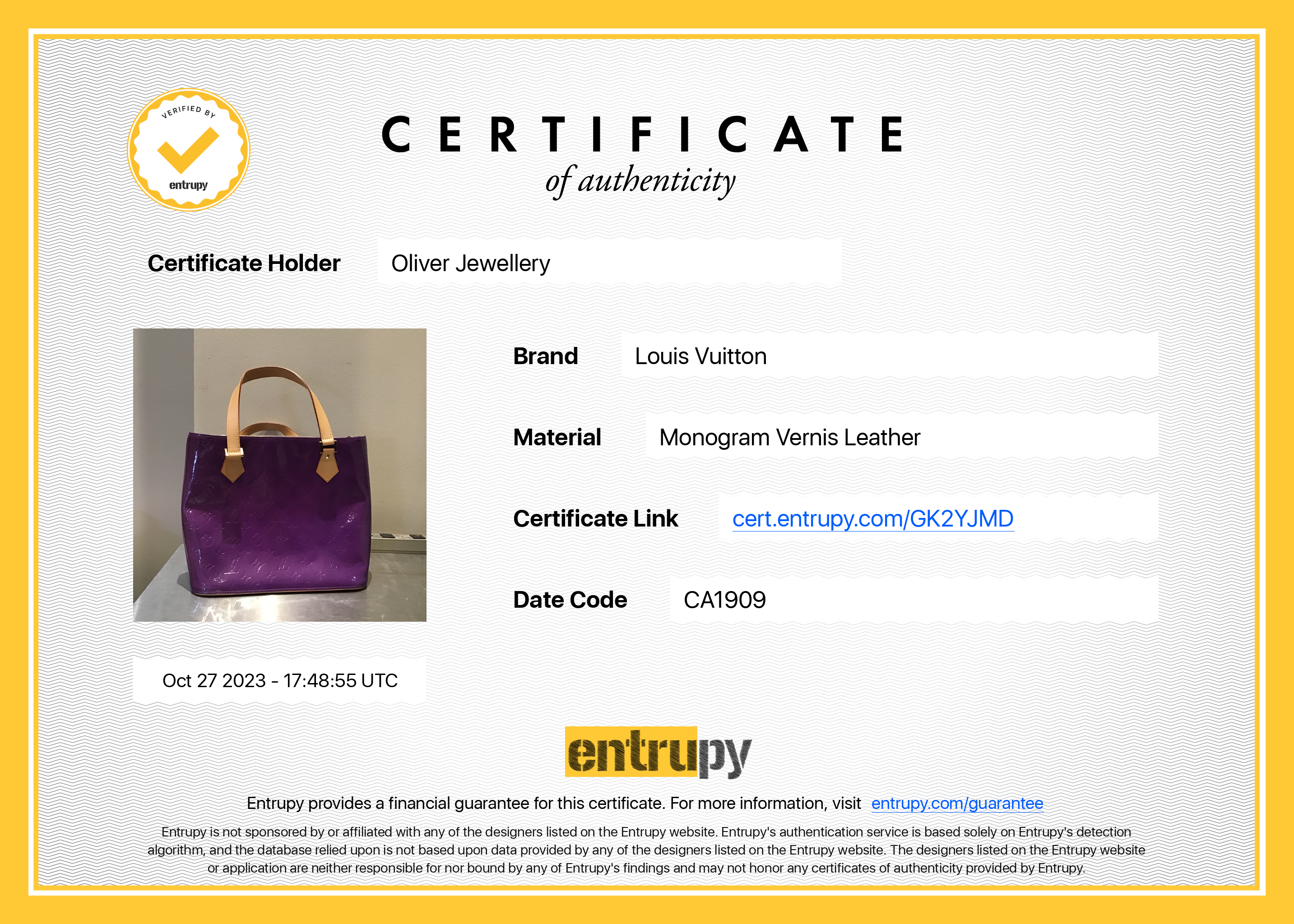 Louis Vuitton Purple Monogram Vernis Houston Tote