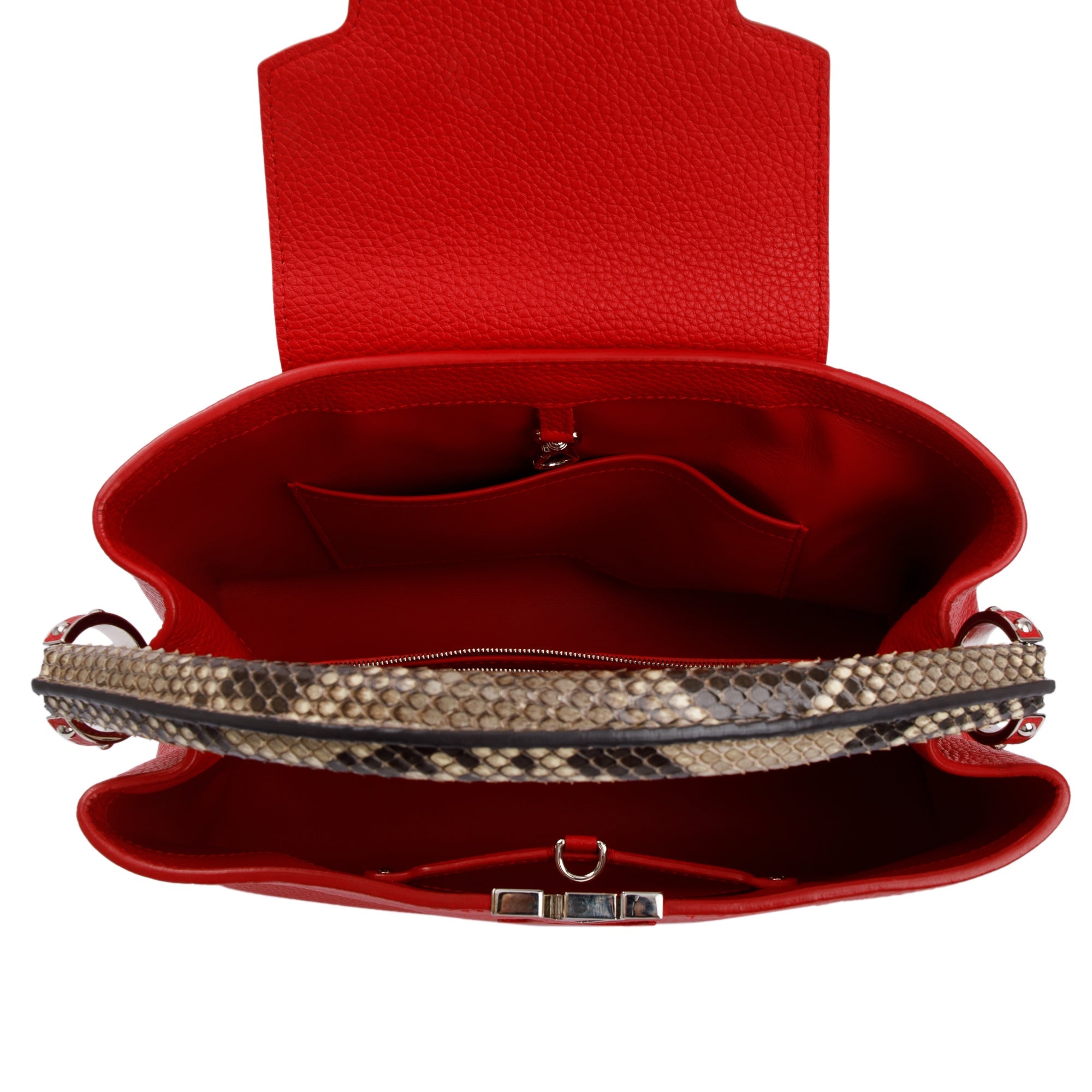 Louis Vuitton Python Trimmed Red Taurillon Capucines MM w/ Box & Paper