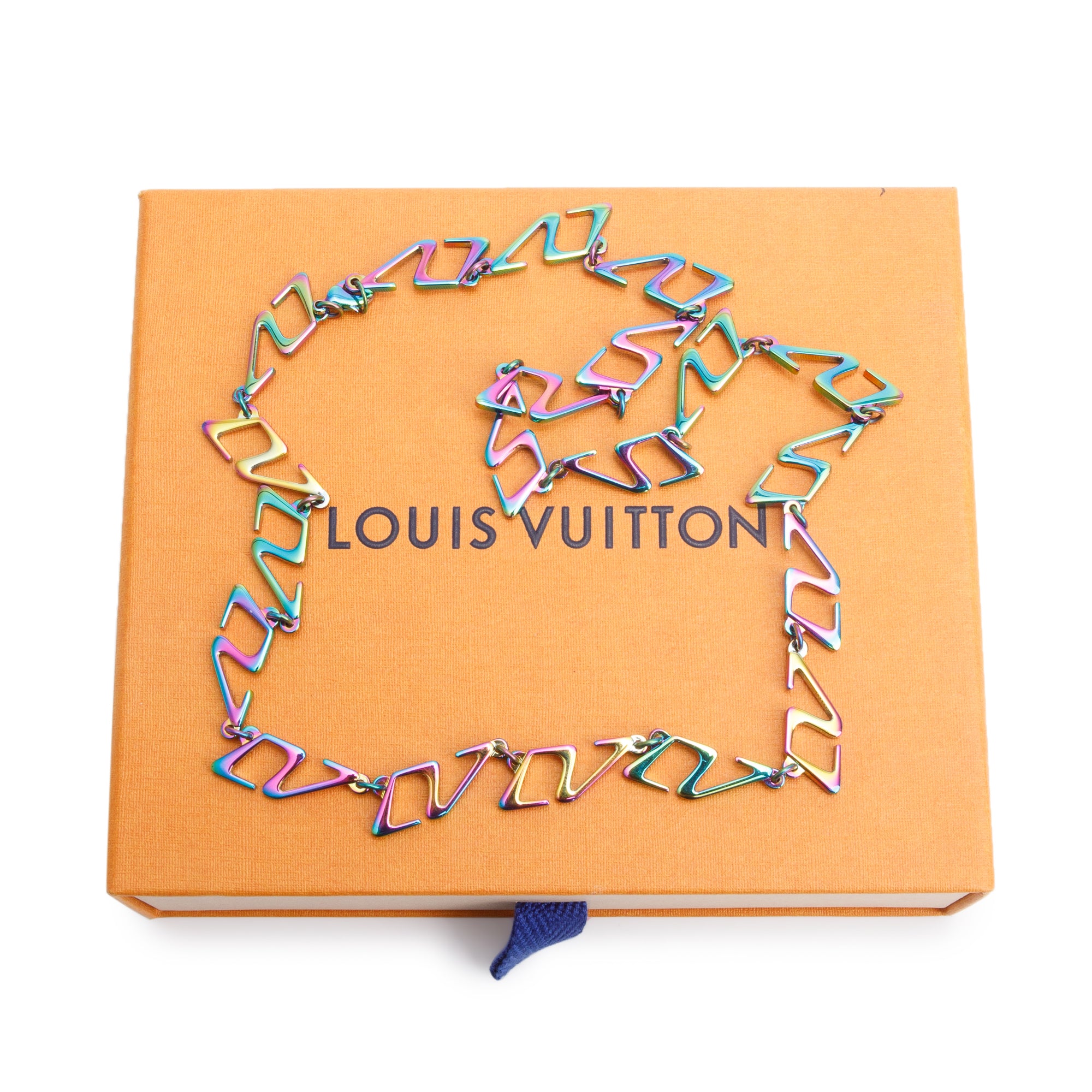 Louis Vuitton Rainbow Metal Chain Necklace w/ Box