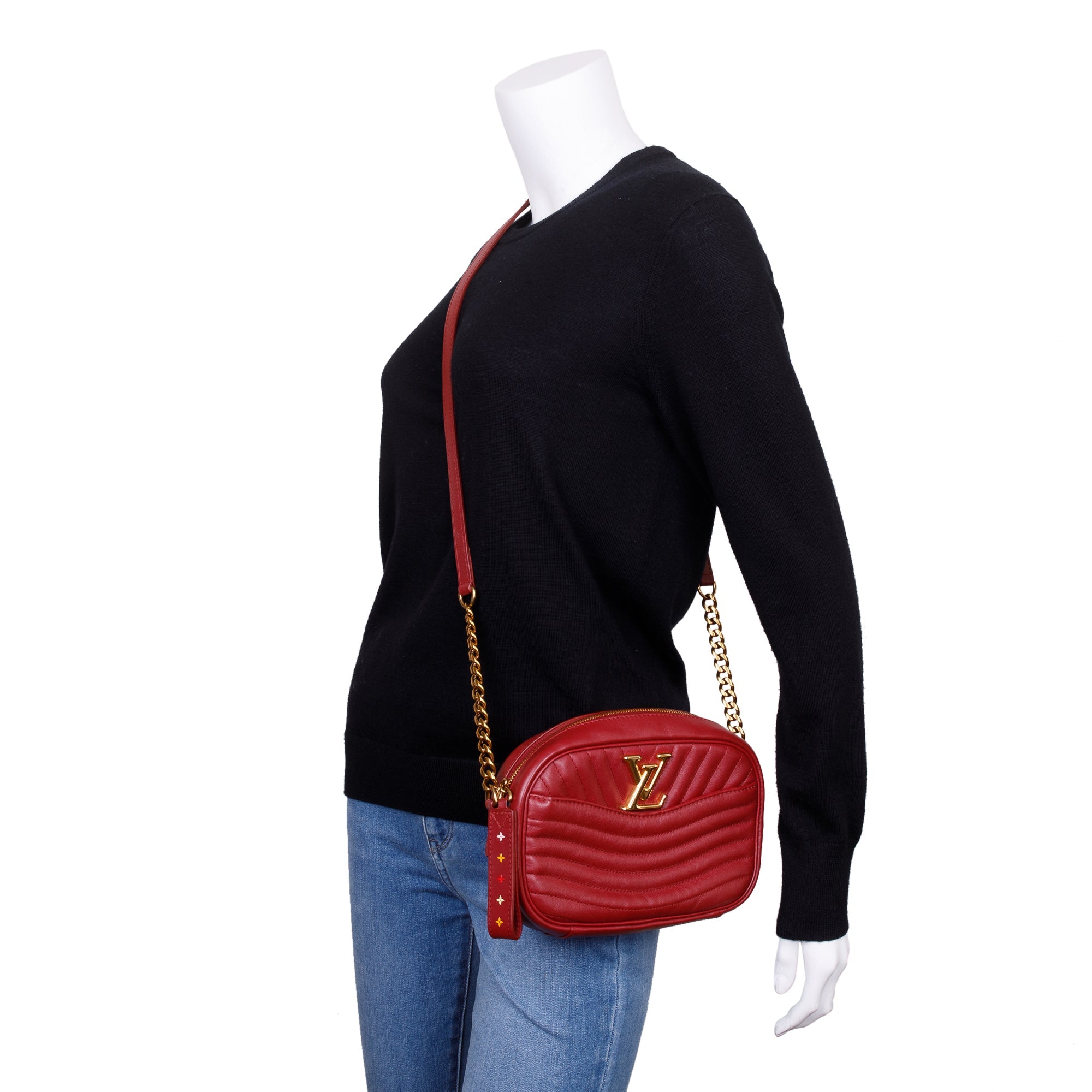 Louis Vuitton Red Calfskin Leather New Wave Camera Bag