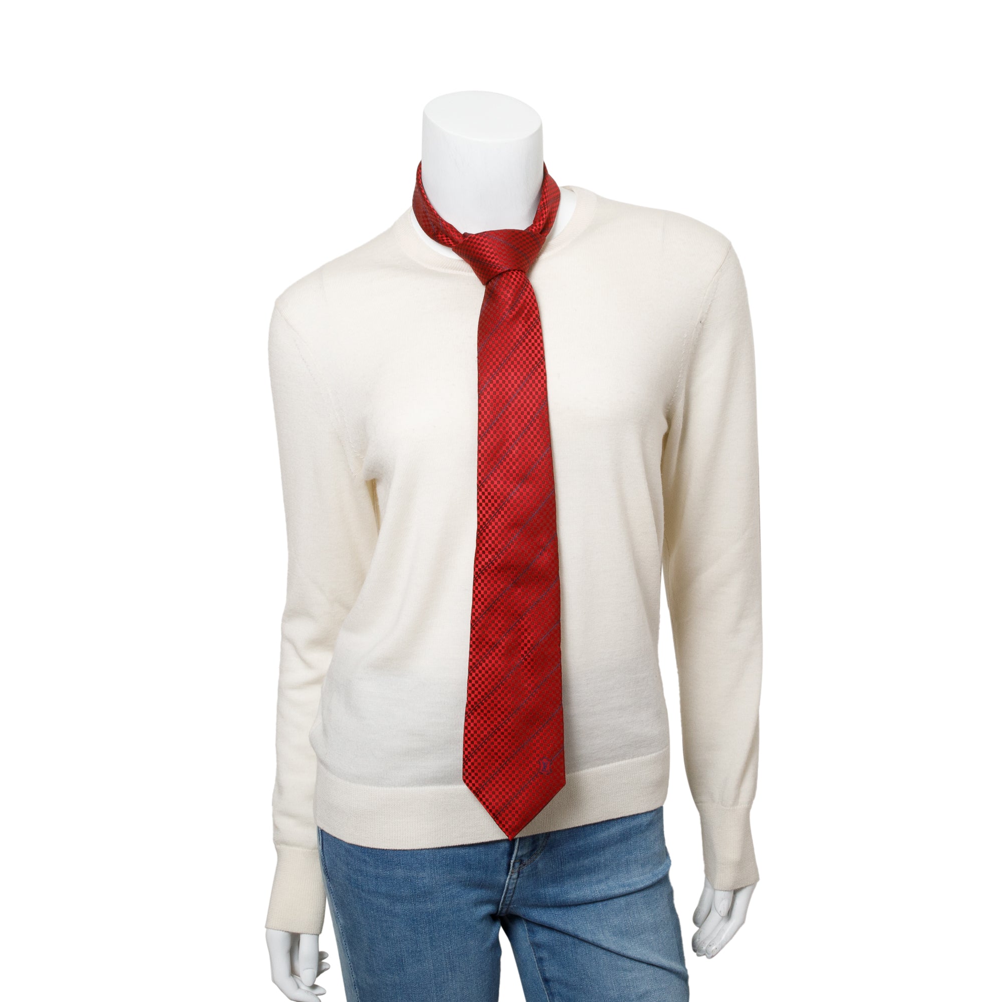 Louis Vuitton Red Classic Silk Tie w/ Box