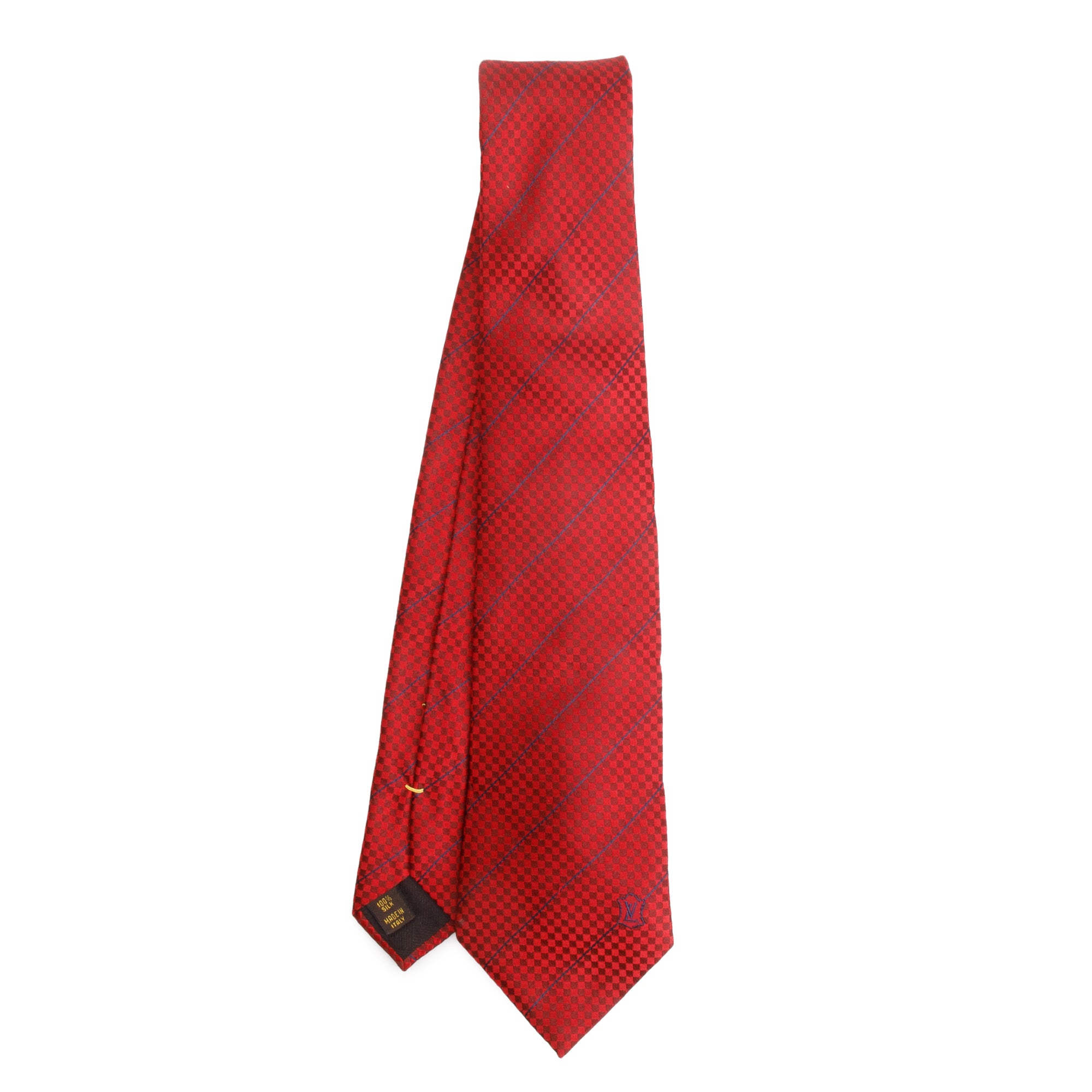 Louis Vuitton Red Classic Silk Tie w/ Box