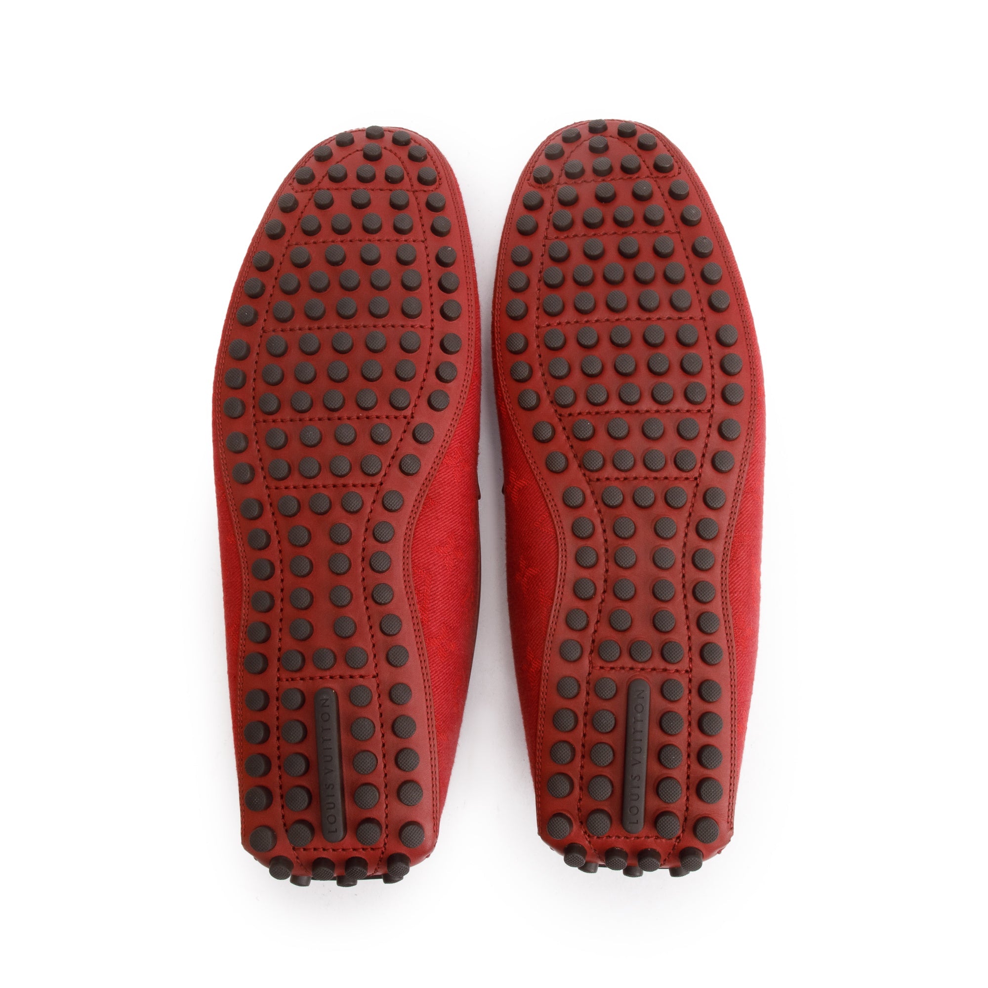 Louis Vuitton Red Denim Men's Hockenheim Moccasin Loafers, Size 11 w/ Box