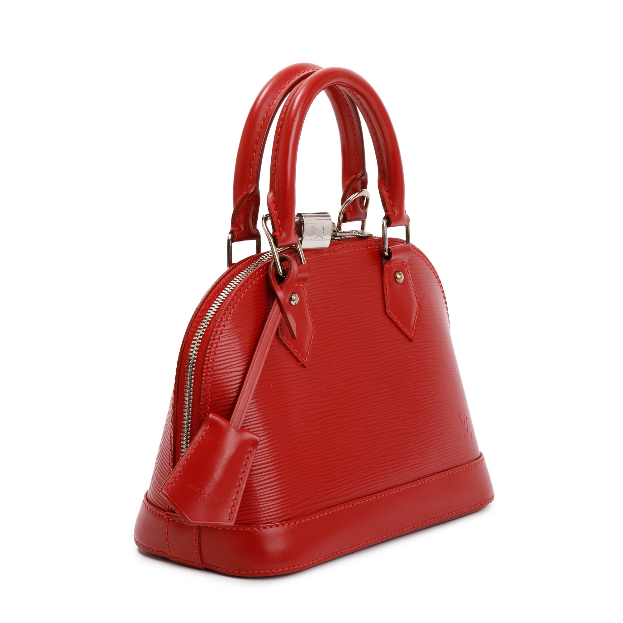 Louis Vuitton Red Epi Leather Alma BB w/ Strap & Receipt