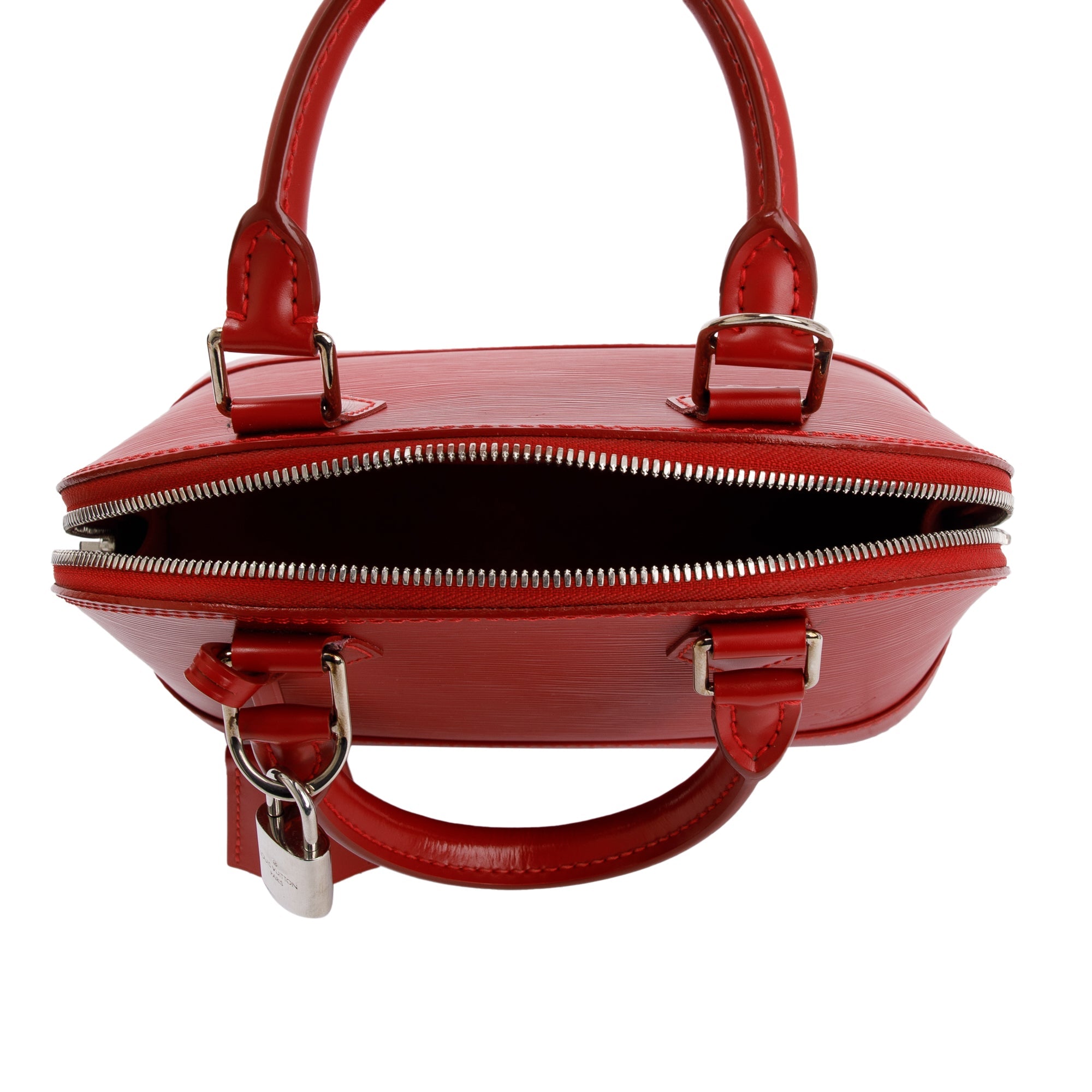 Louis Vuitton Red Epi Leather Alma BB w/ Strap & Receipt