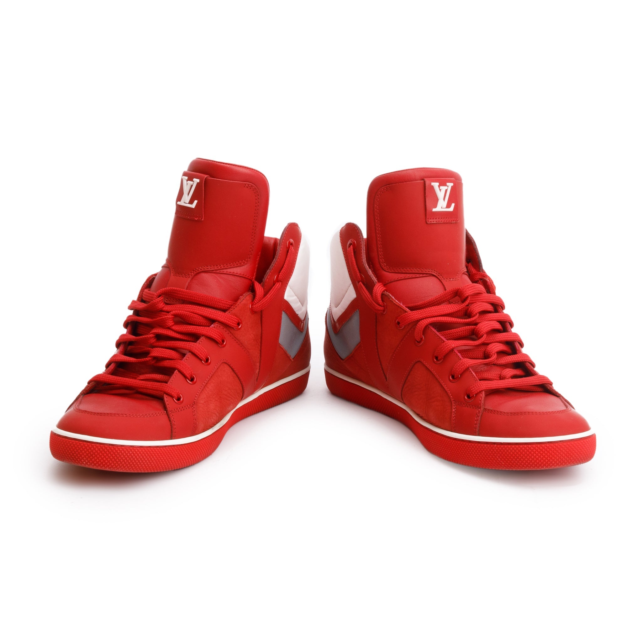Louis Vuitton Red Leather AW2012 High-Top Sneakers, Size 8.5 w/ Box