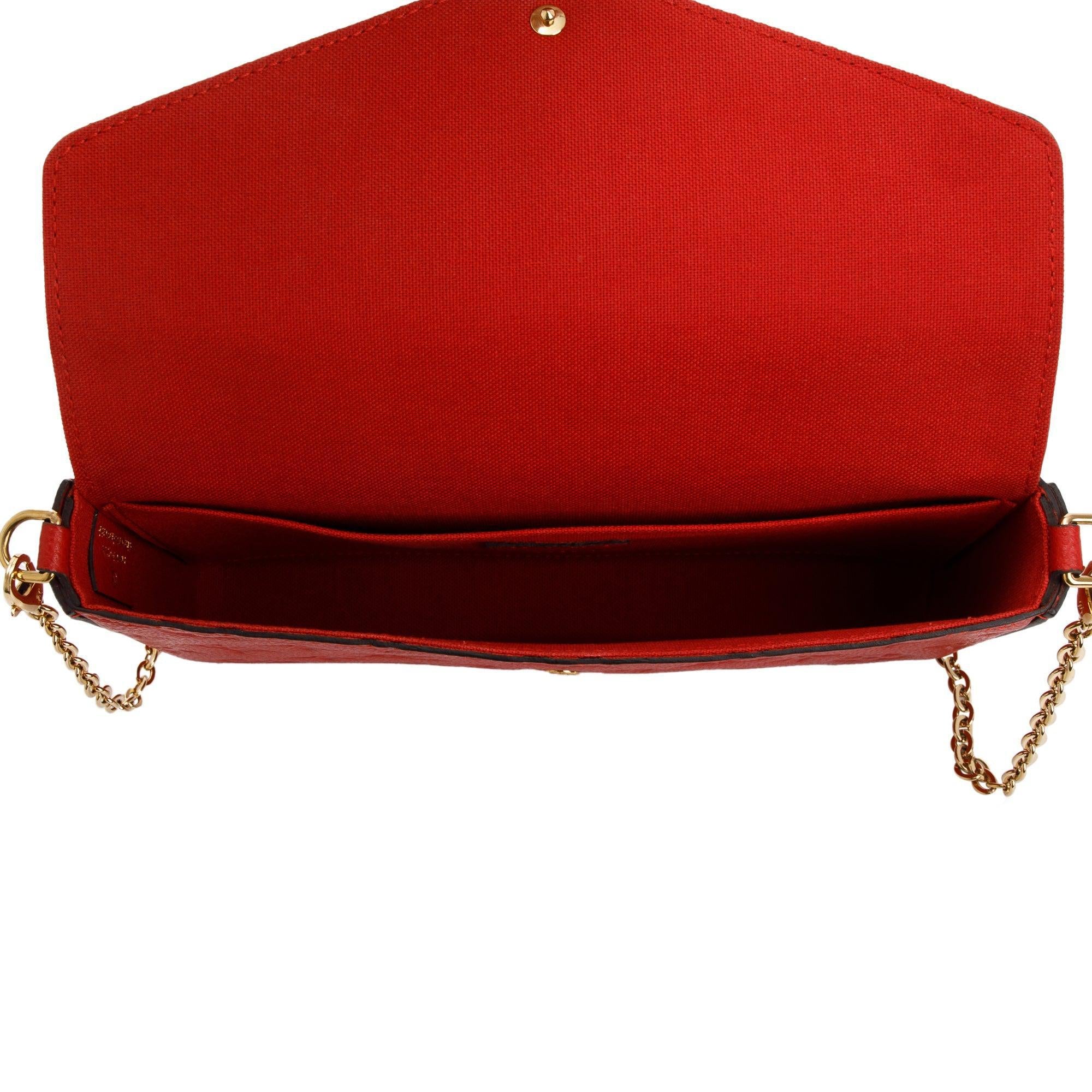 Louis Vuitton Red Monogram Empreinte Leather Felicie Pochette w/ Box