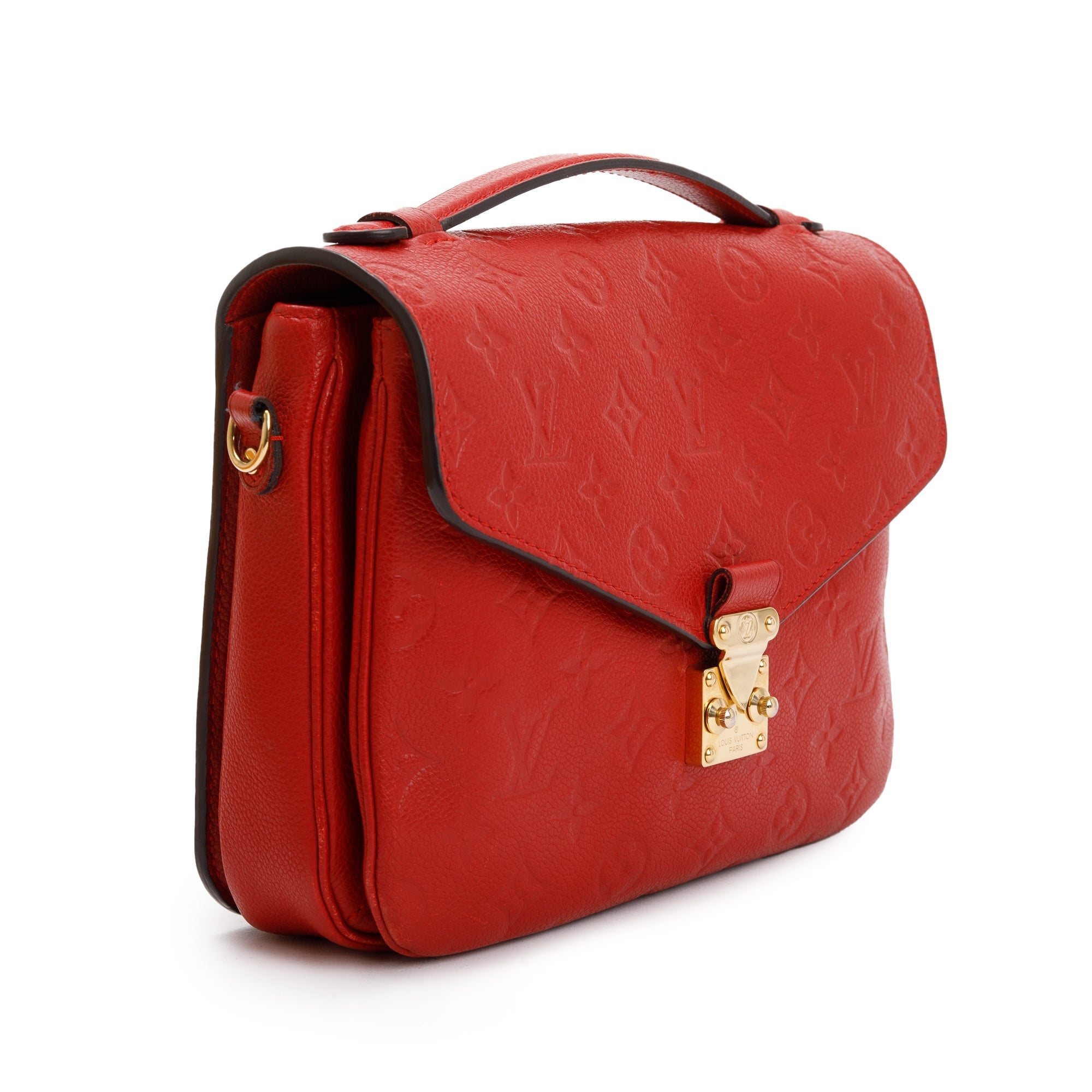 Louis Vuitton Red Monogram Empreinte Leather Pochette Metis w/ Box