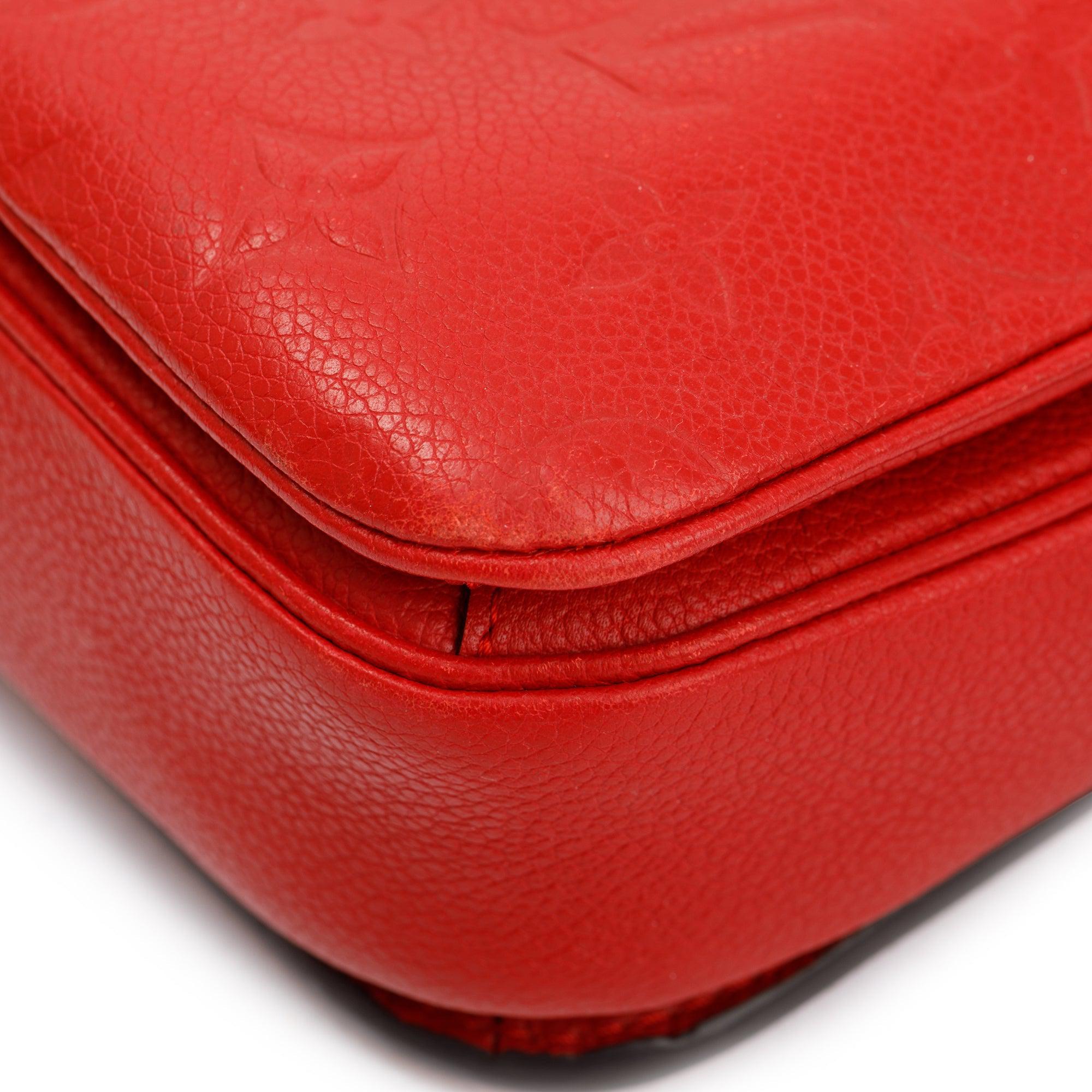 Louis Vuitton Red Monogram Empreinte Leather Pochette Metis w/ Box