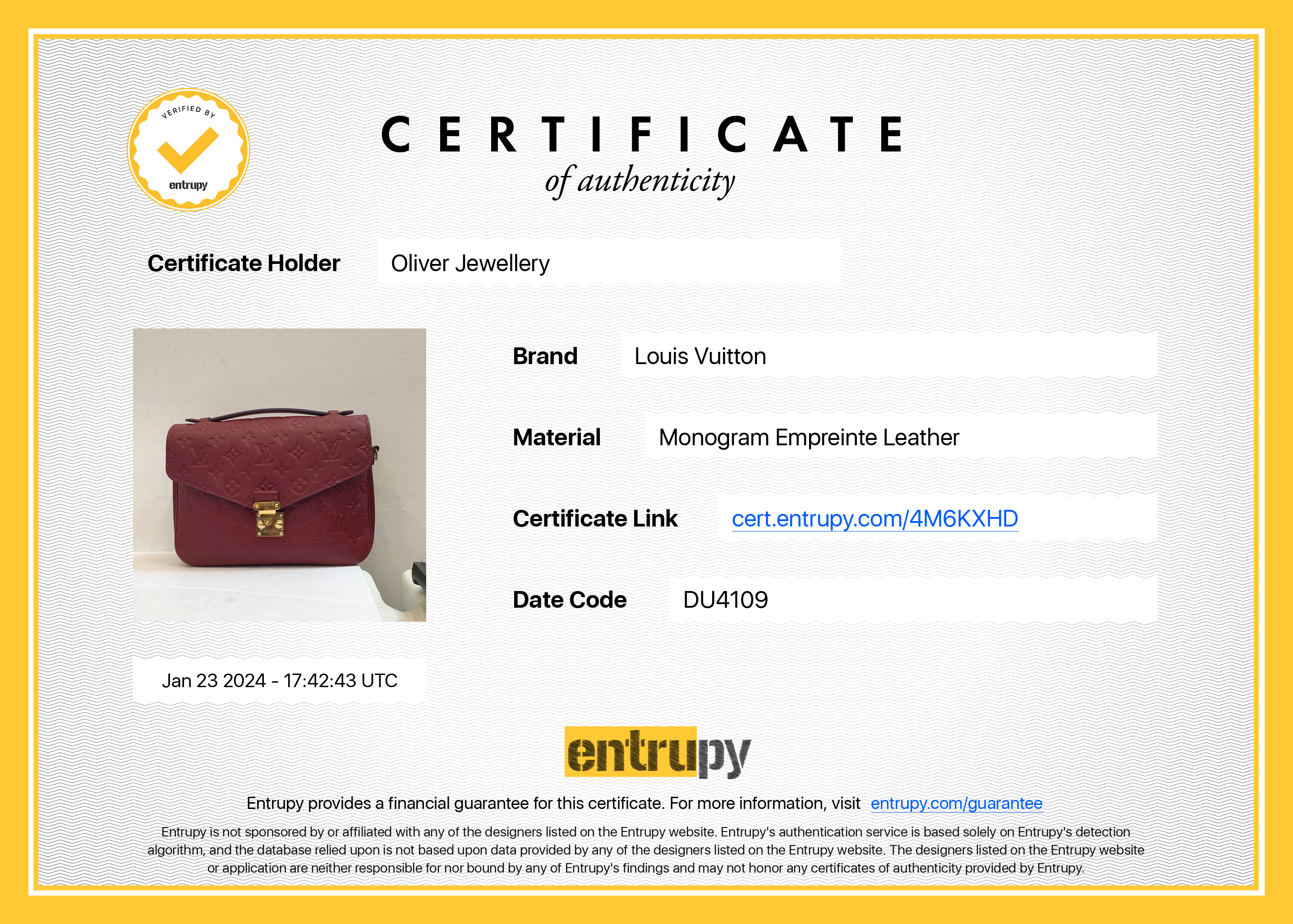 Louis Vuitton Red Monogram Empreinte Leather Pochette Metis w/ Box & Receipt