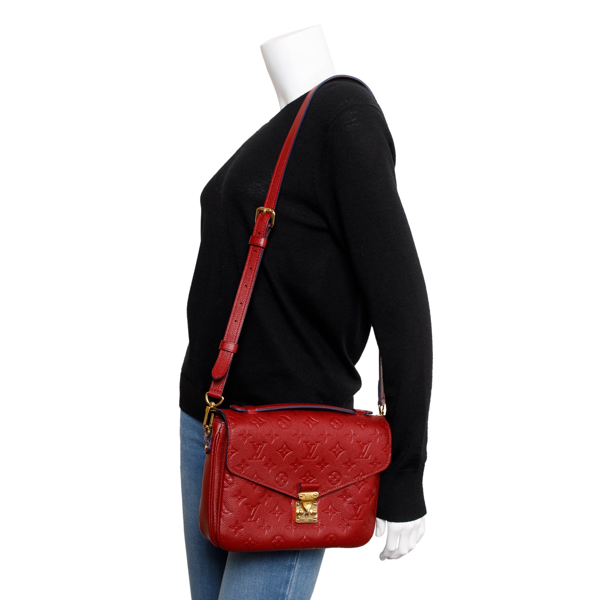 Louis Vuitton Red Monogram Empreinte Leather Pochette Metis w/ Box & Receipt